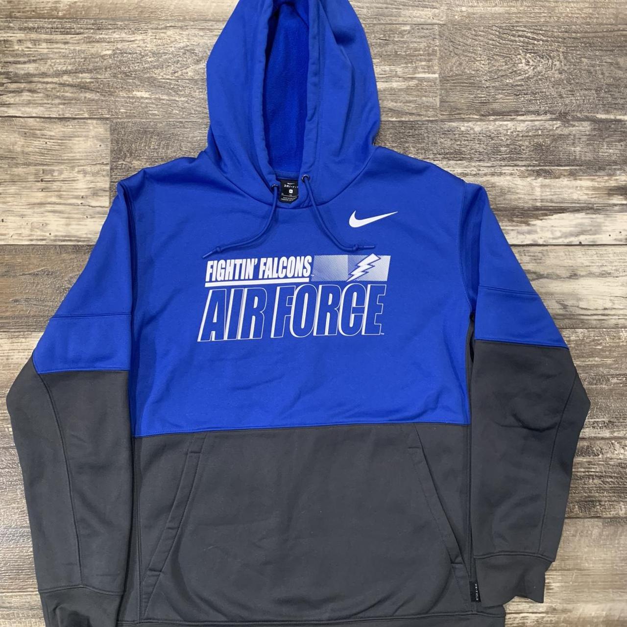 Nike Men's Blue and Grey Hoodie | Depop