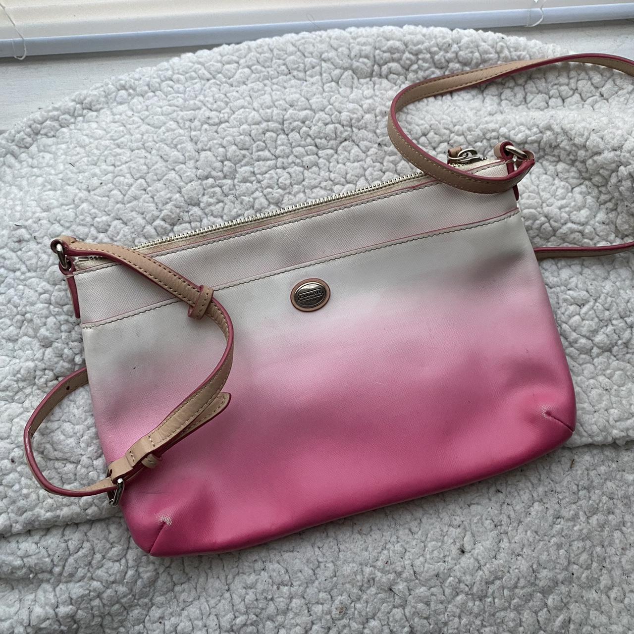 coach pink white ombre crossbody bag with front