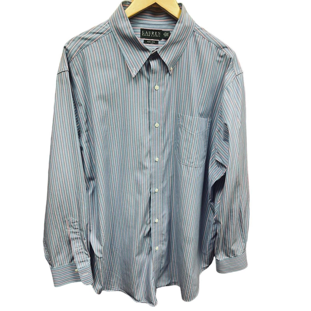 Men's blue and white stripe non-iron shirt