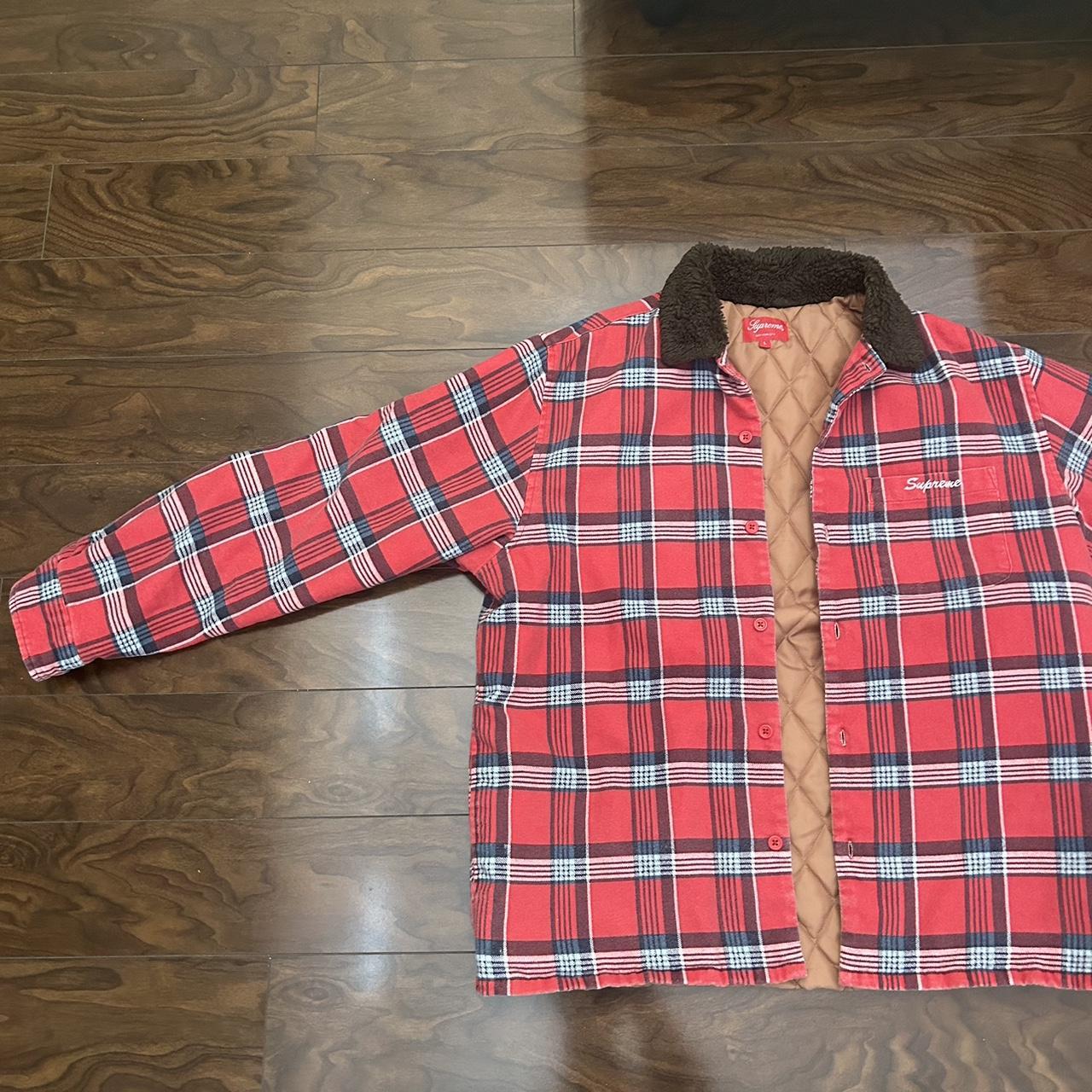 Supreme Faux Fur Collar Flannel Shirt super rare | Depop
