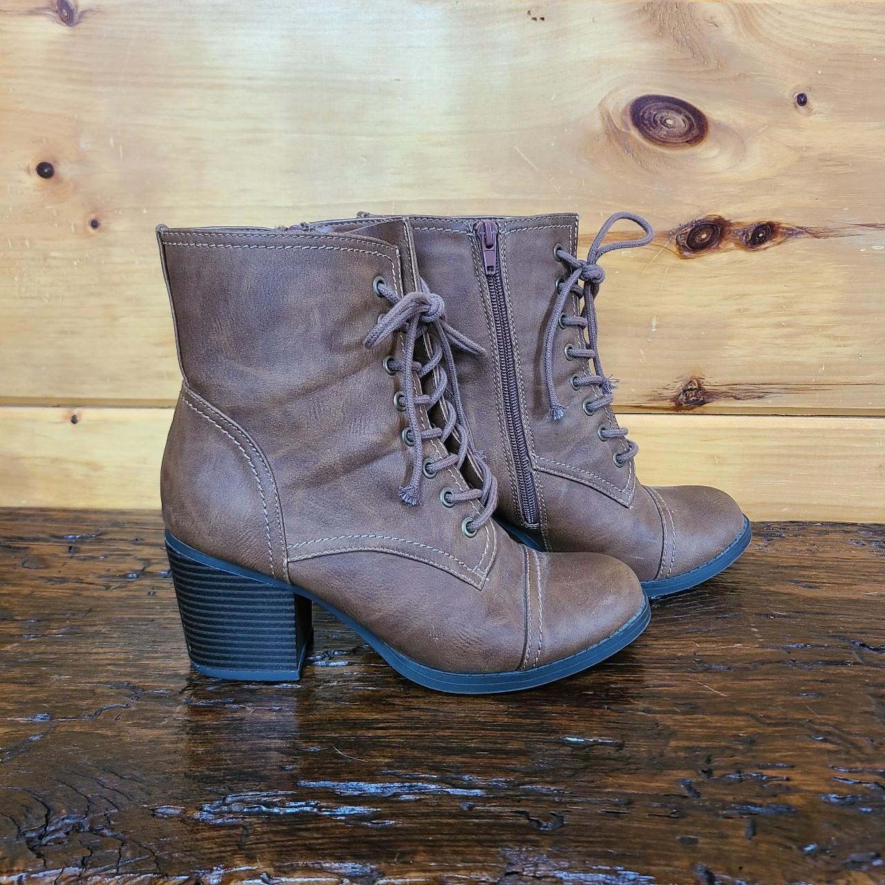 Brown Heeled Boots Inner soles in good... - Depop