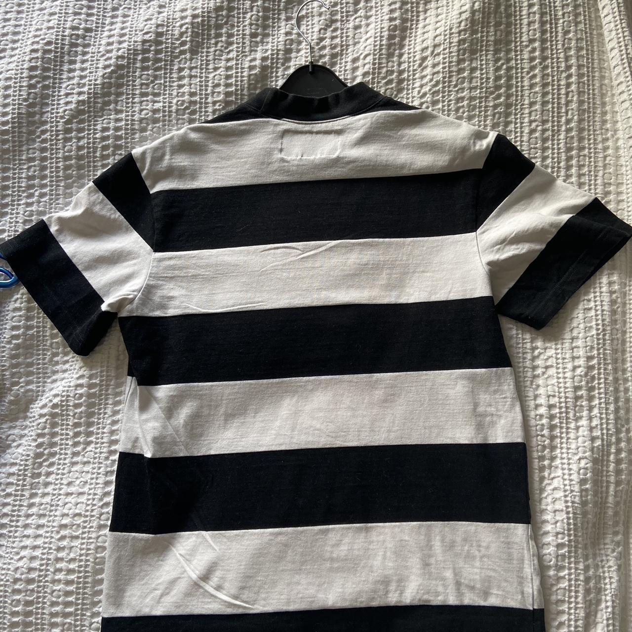 Corteiz black and white striped T-shirt Size... - Depop