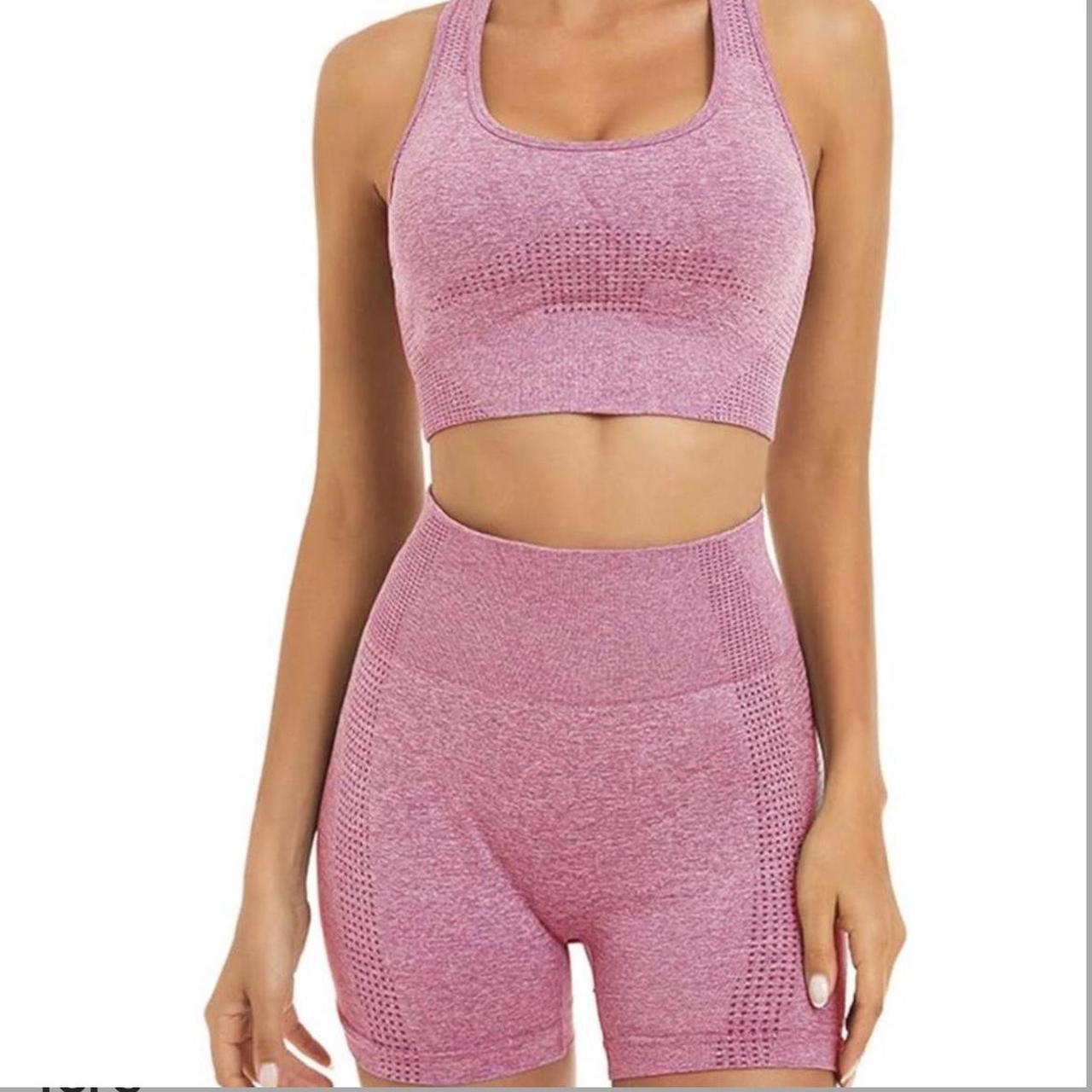 Pink workout set Size small 90% nylon Never... - Depop