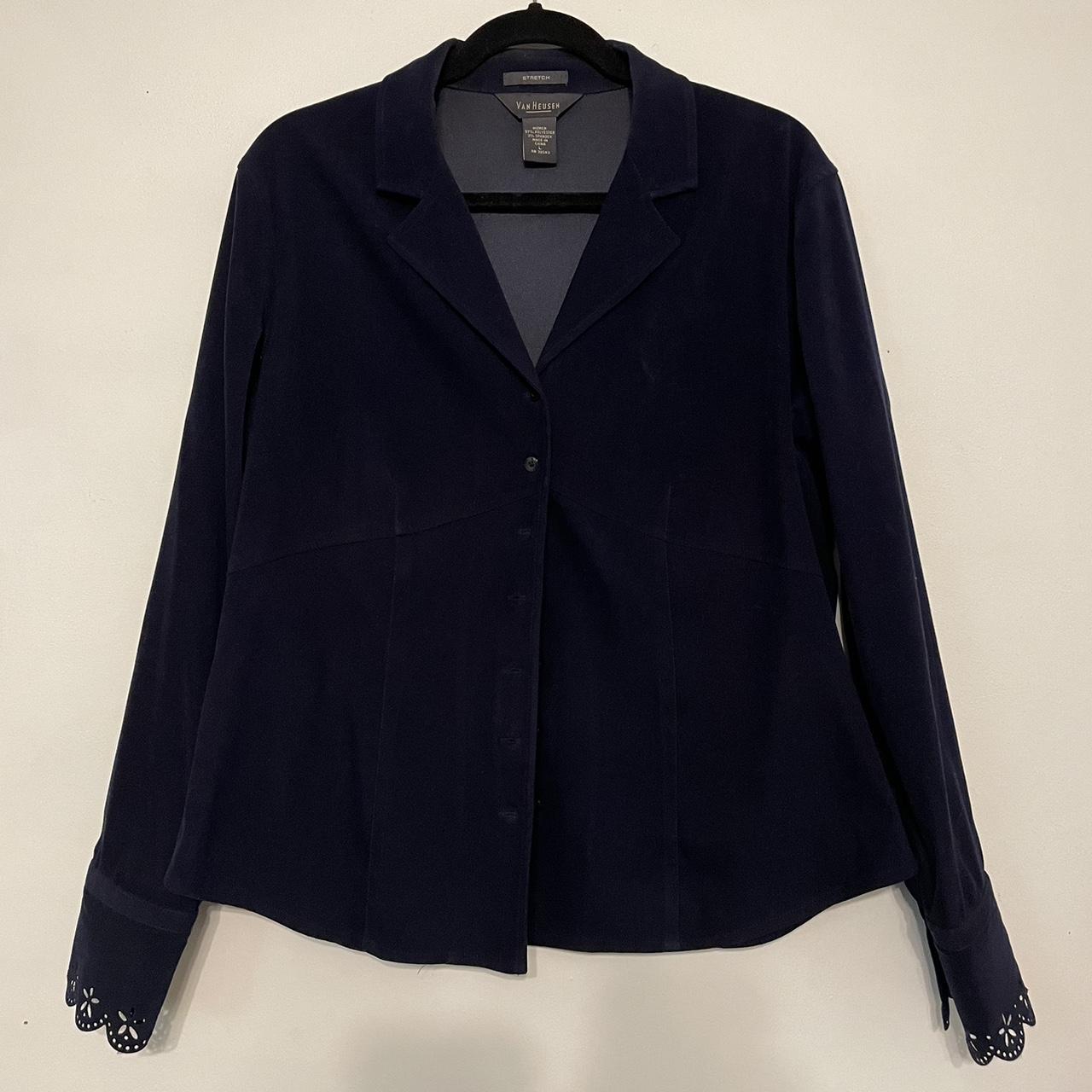 Vintage Van Heusen navy blazer with cutout details.... - Depop