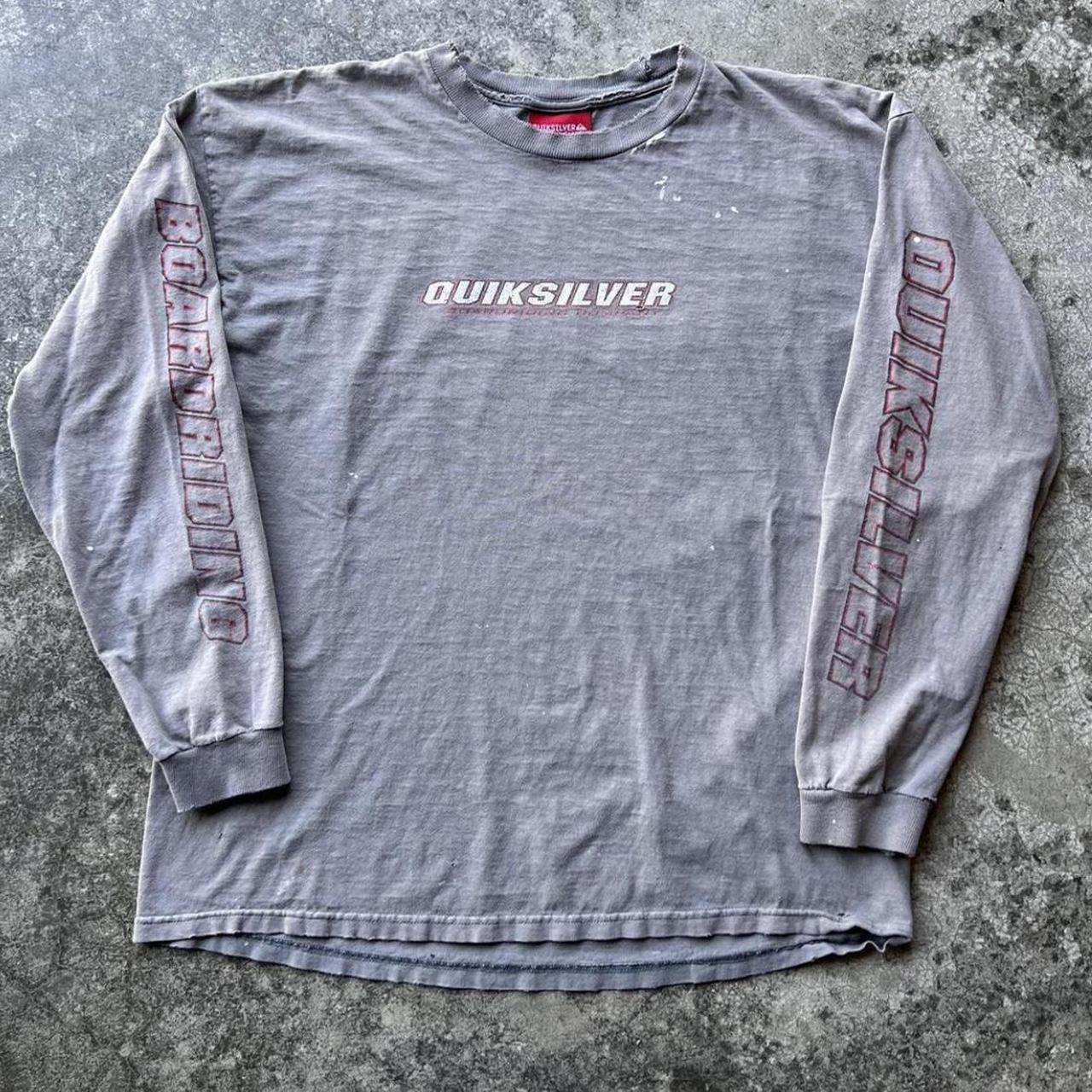 y2k quicksilver grey longsleeve🛹 size large 21”... - Depop