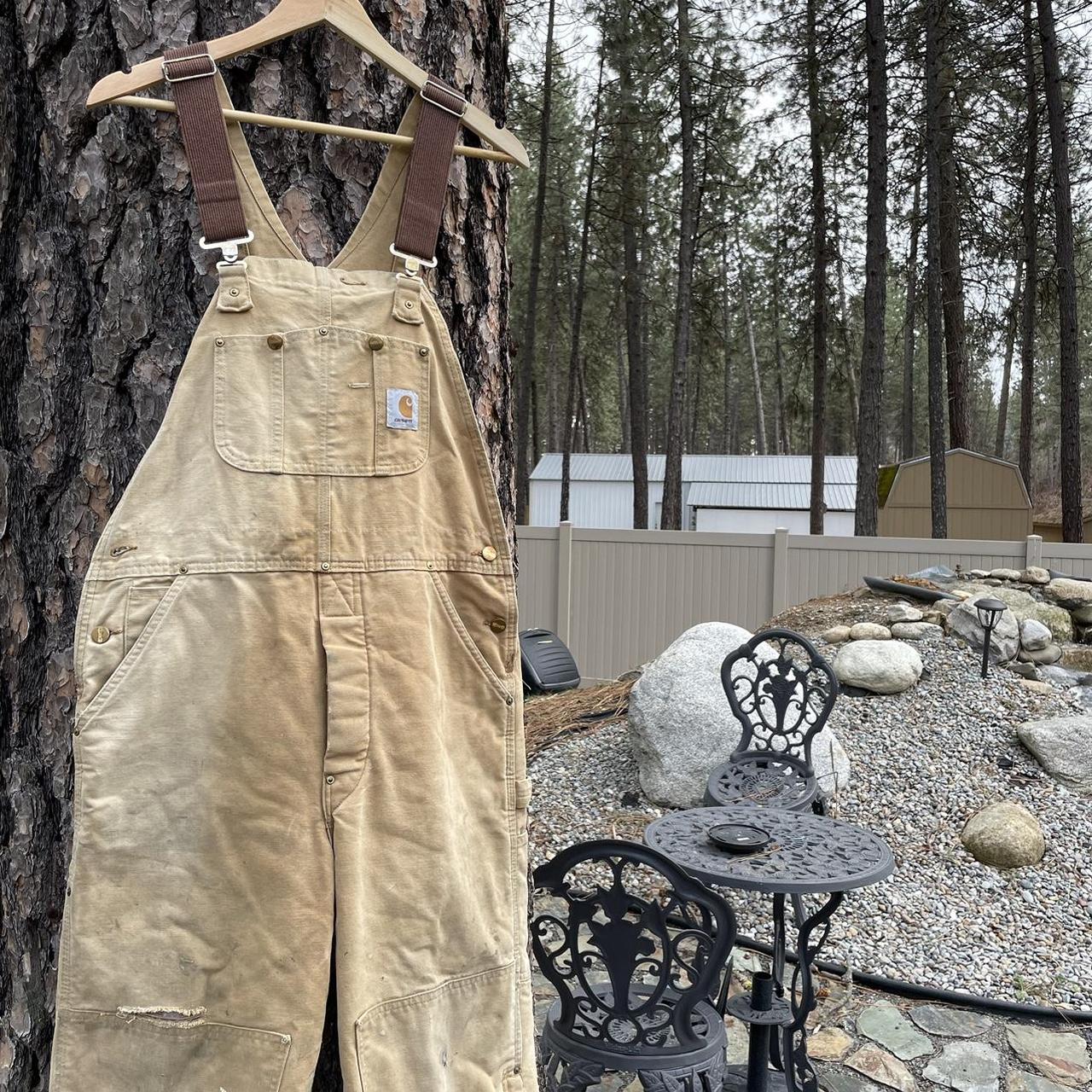 Carhartt Men's Tan and Cream Dungareesoveralls Depop