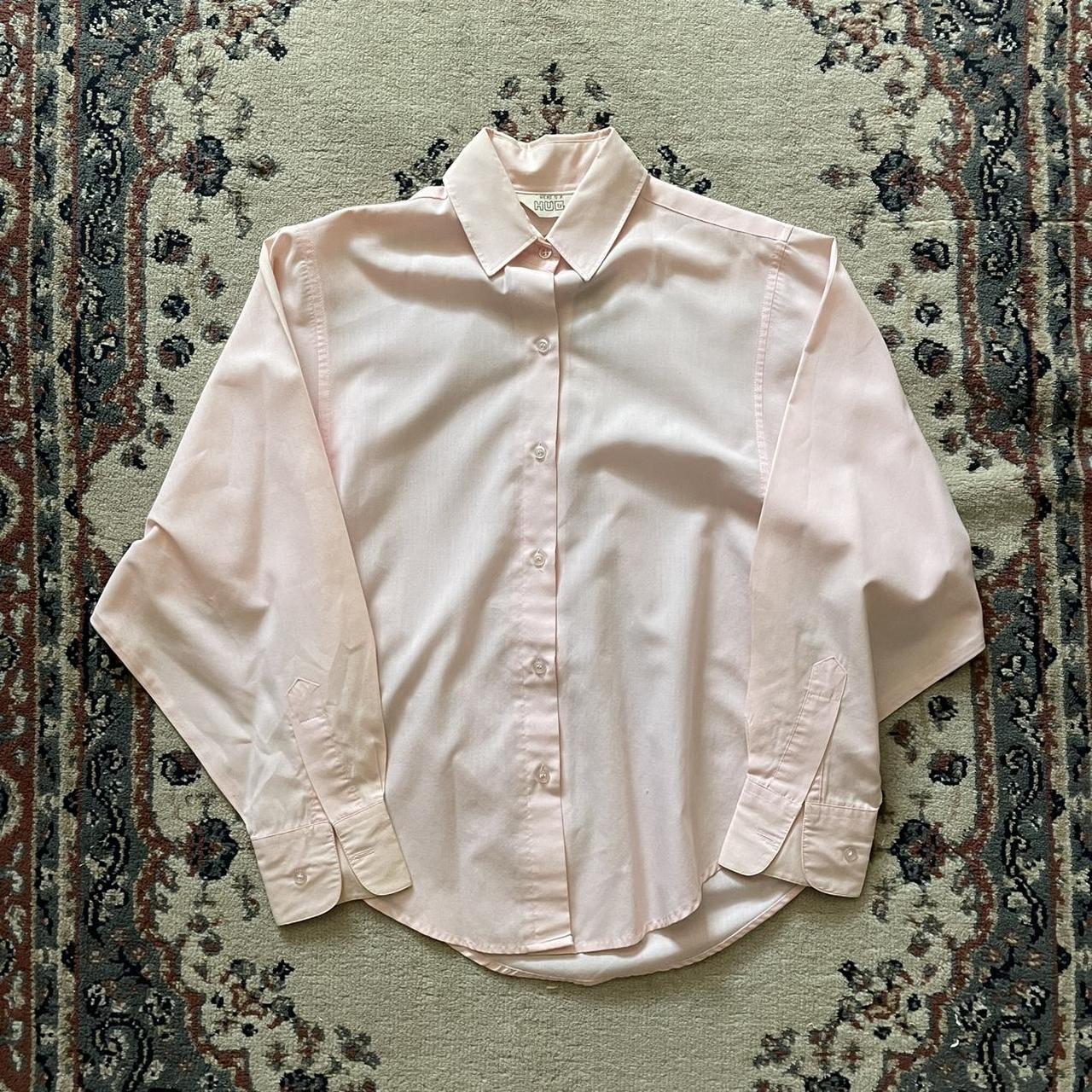 Here is a Hug Vintage Pink Button-Up Shirt... - Depop