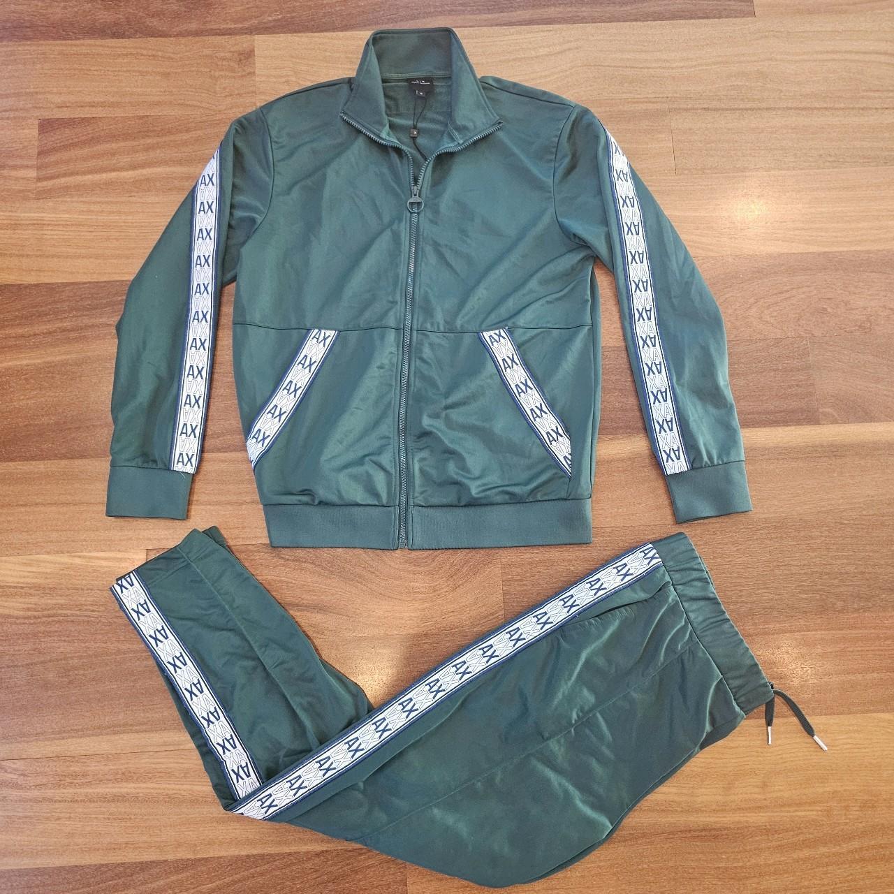 AX Armani Exchange Men s Tracksuit Green White Blue. Depop