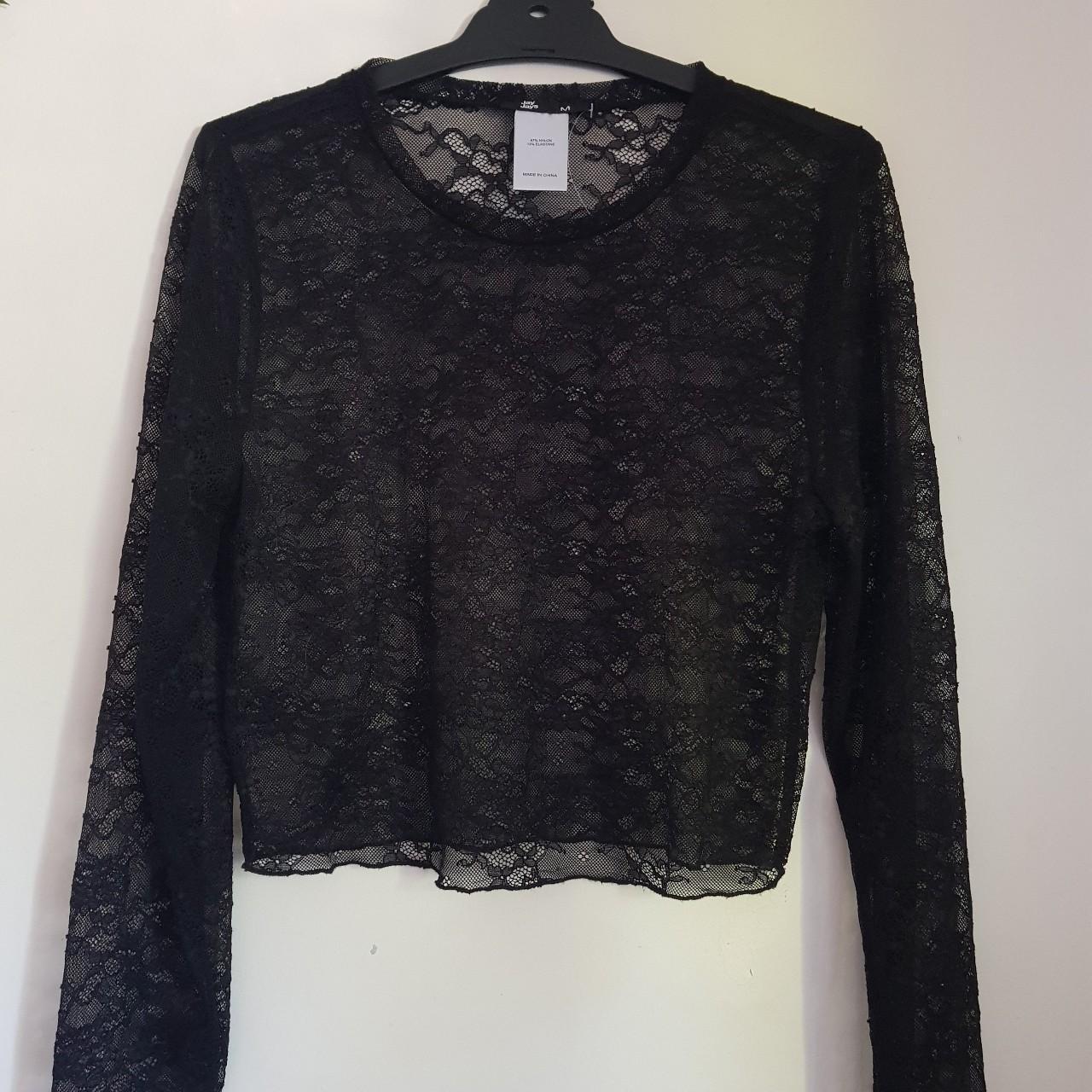 Jay Jays lace mesh longsleeve top only worn once.... - Depop