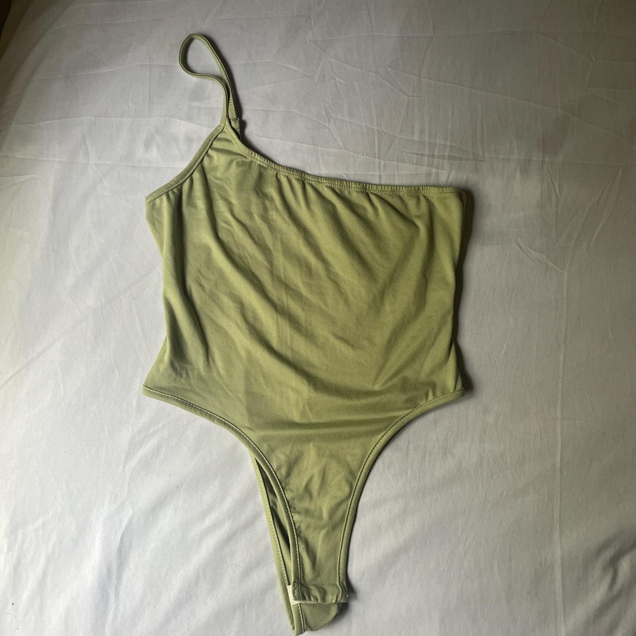 Sage Green One Strap Bodysuit Size small, fit true - Depop