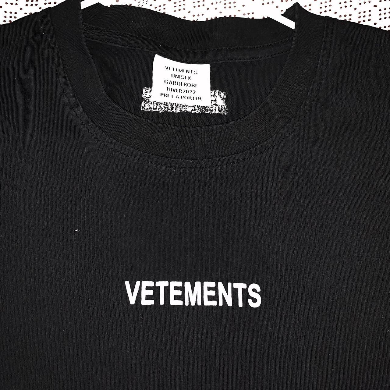 Vetements Men's Black and White T-shirt | Depop