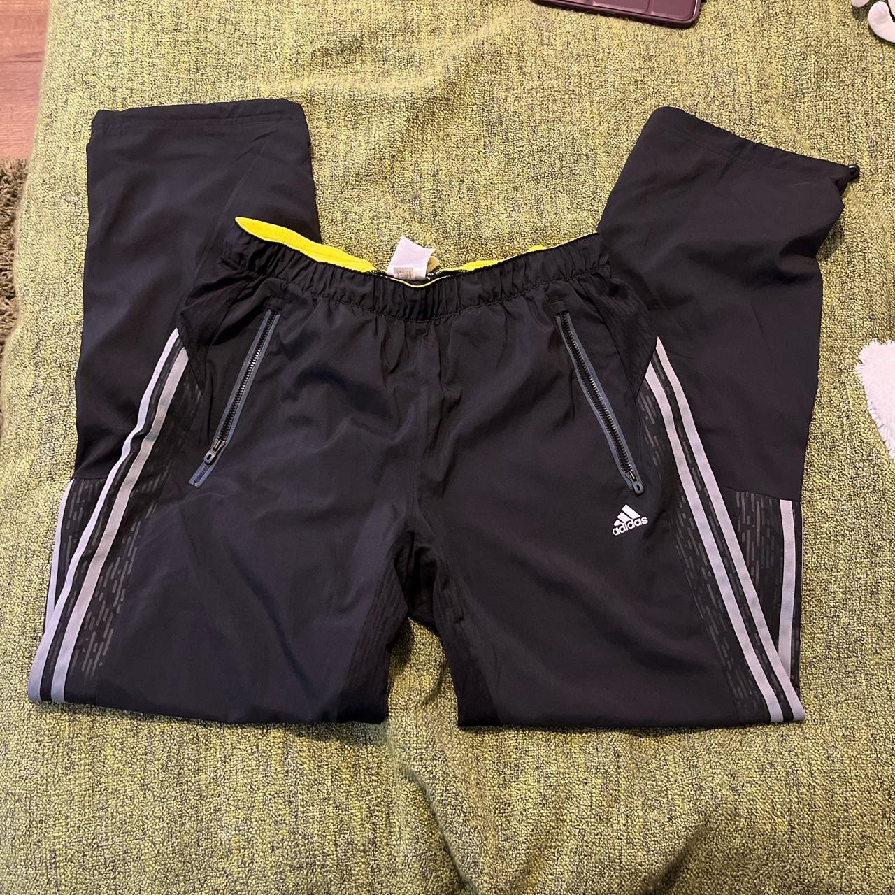 adidas tracksuits yellow detailing size M straight... - Depop