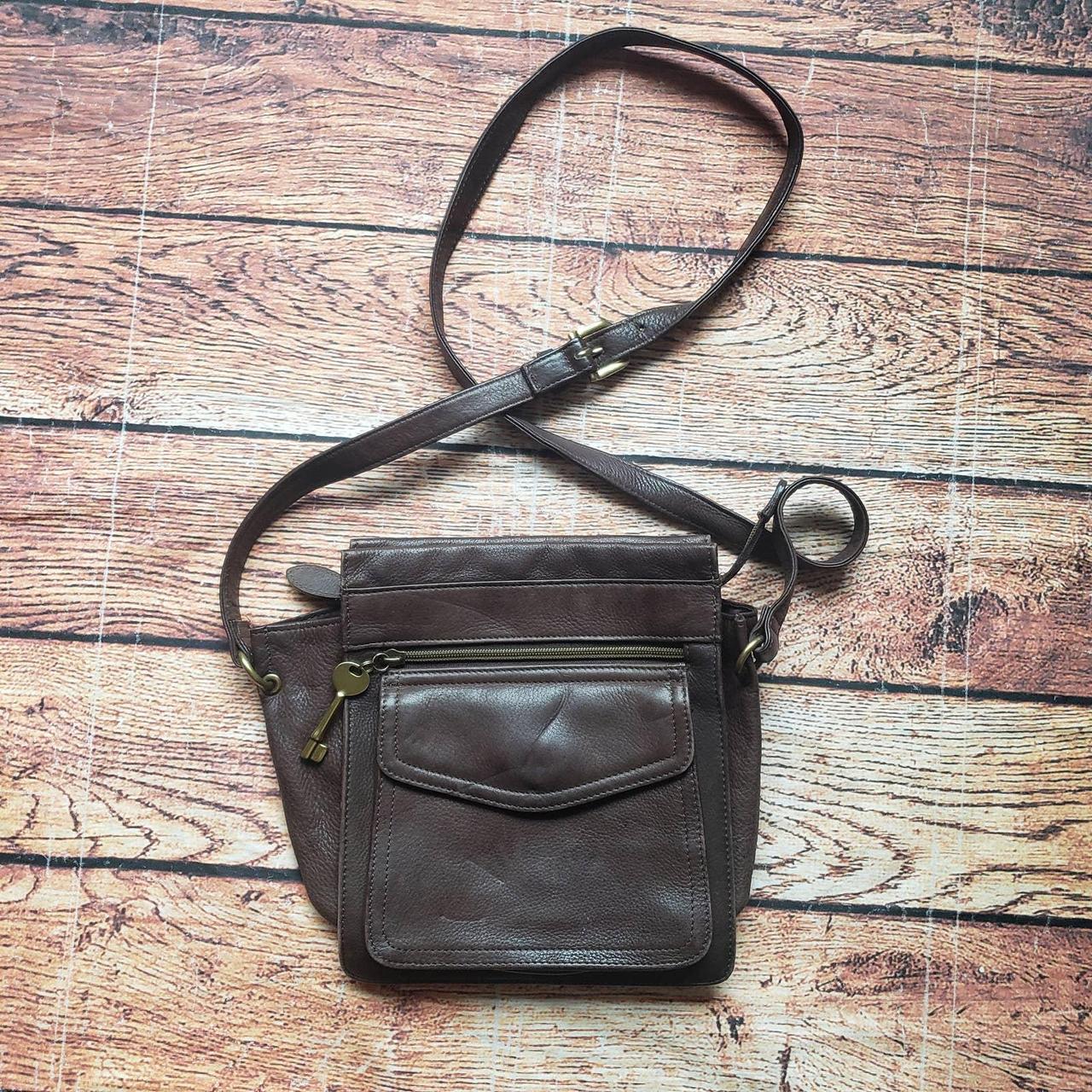 Vintage FOSSIL 75082 Brown Leather Crossbody Bag Handbag Purse