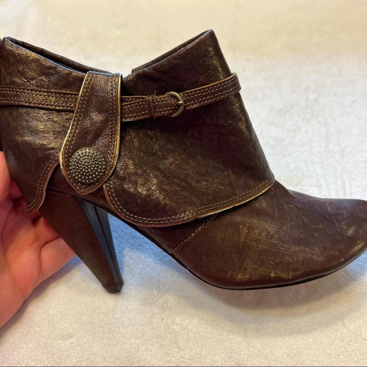 Seychelles Metallic Brown Leather Fold Over Ankle