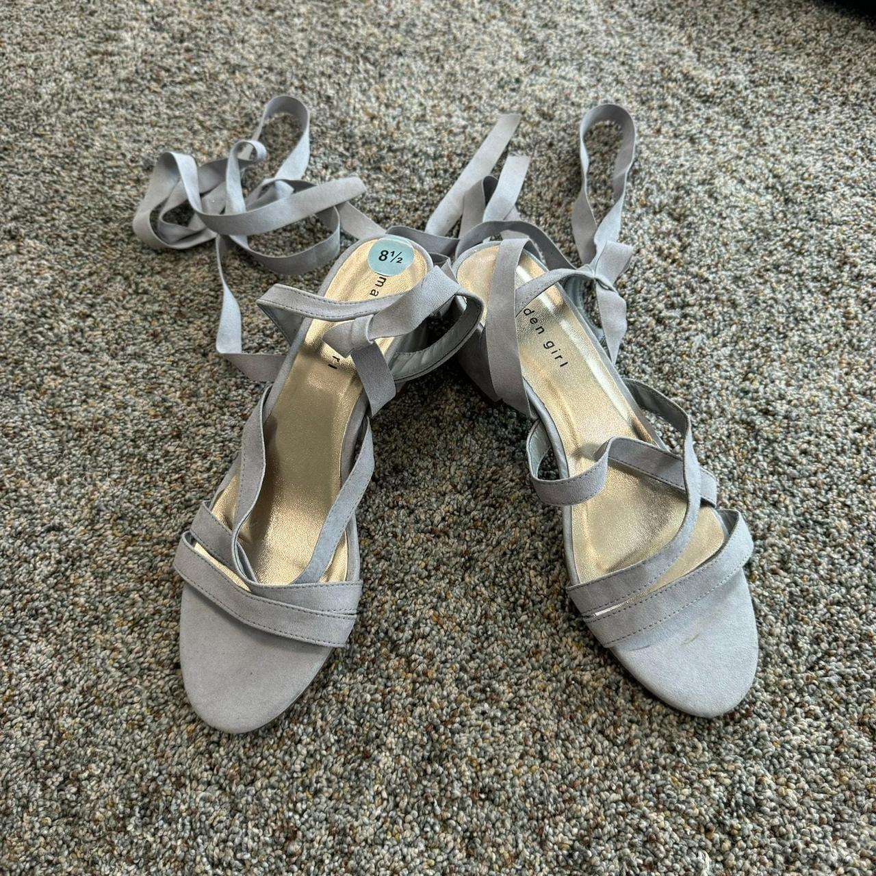 Madden Girl Strappy Gray Wrap Around Block Heels in. Depop