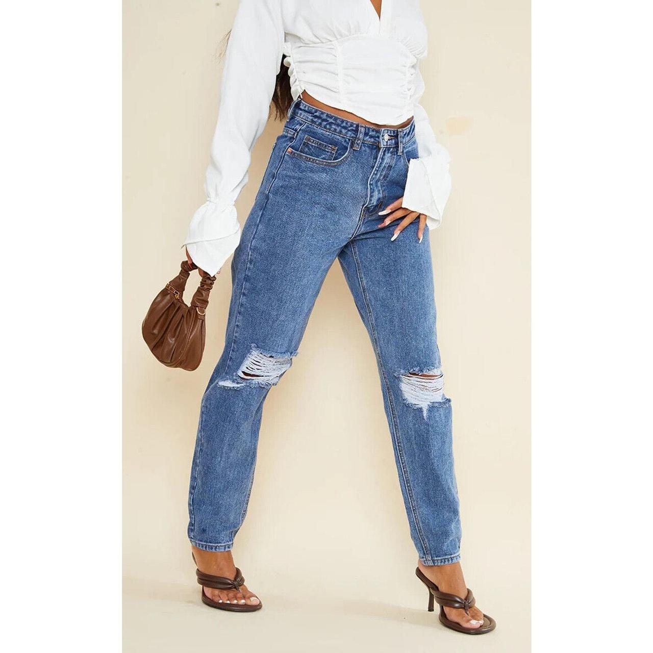 Mom jeans with knee fashion rips