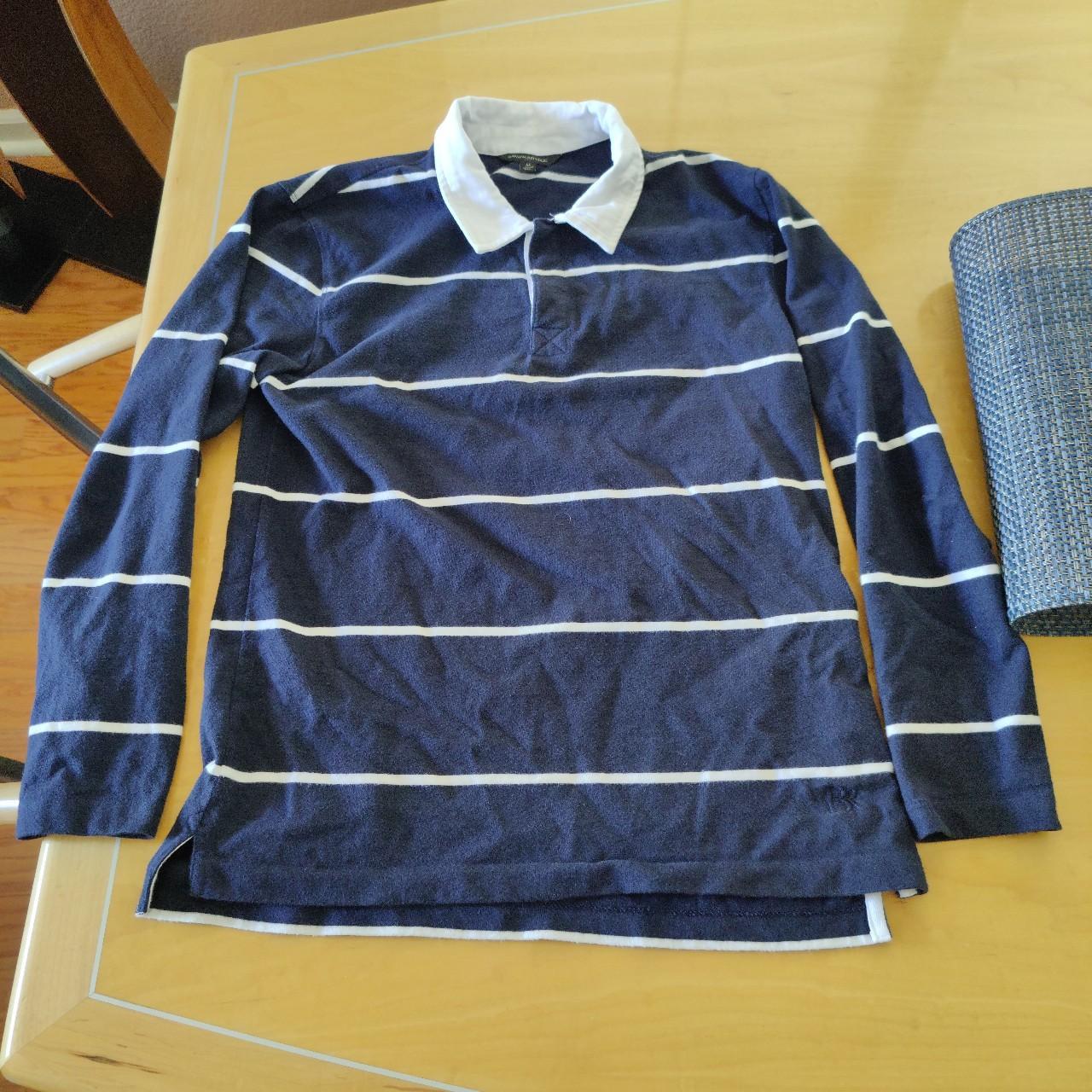 Banana Republic Rugby Shirt Navy White Striped Long... Depop