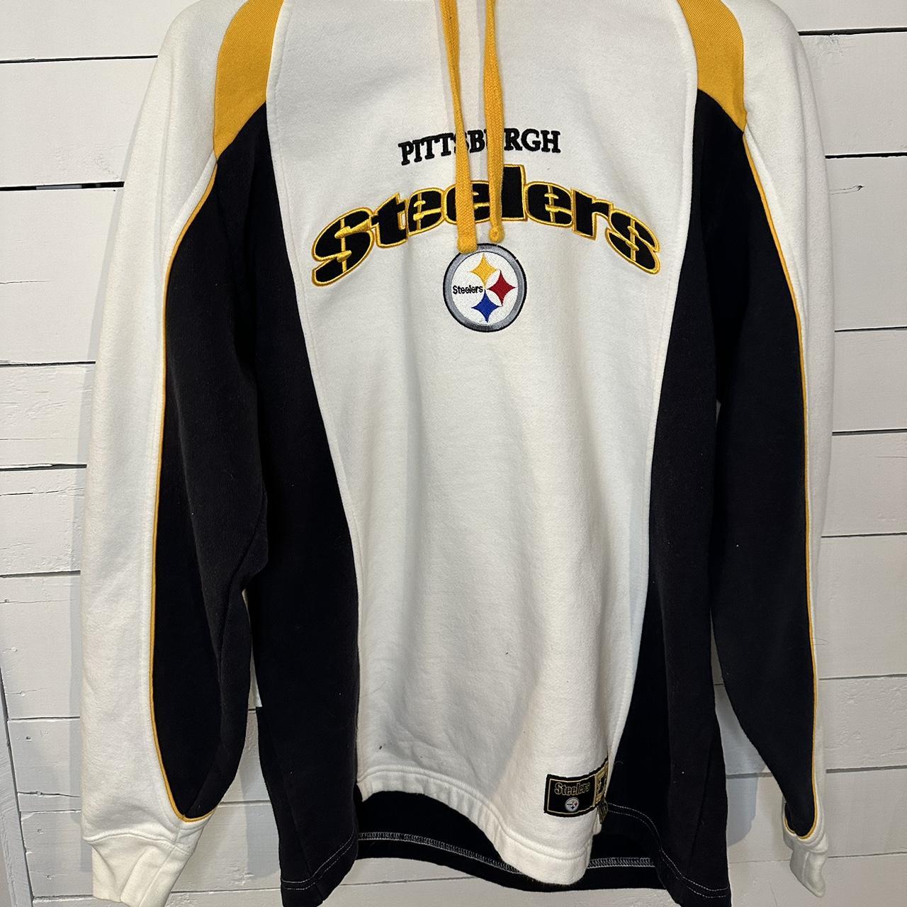 Women's Steelers zip-up white hoodie size medium. - Depop