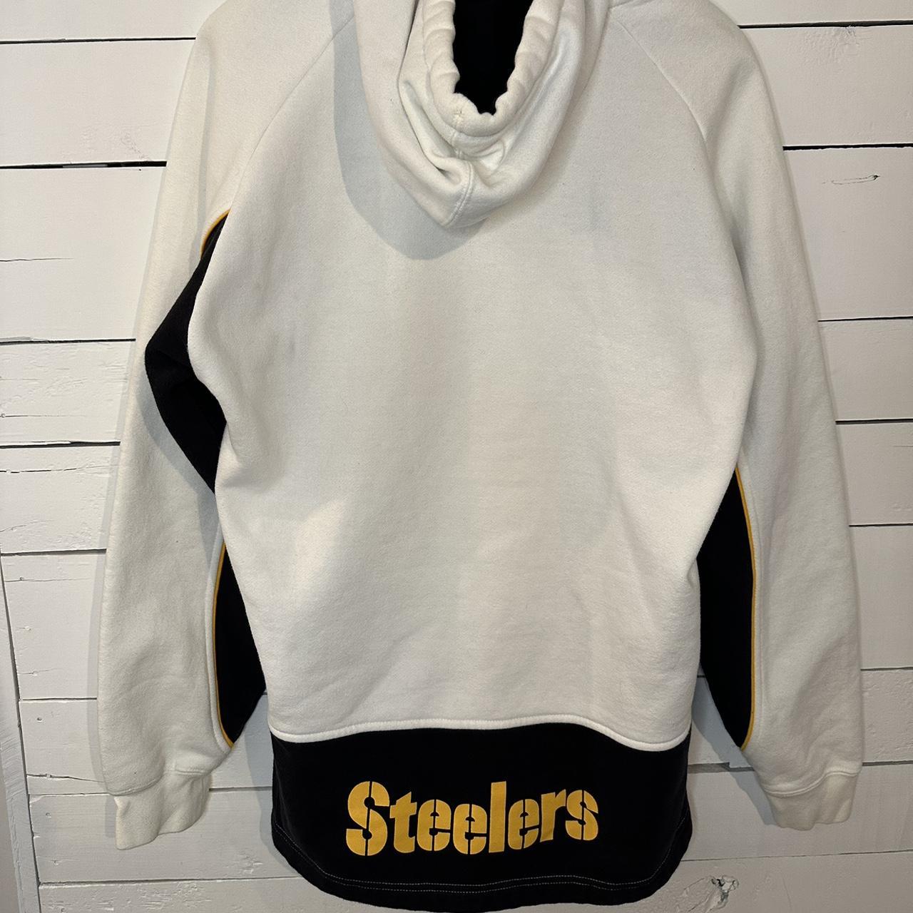 Women's Steelers zip-up white hoodie size medium. - Depop