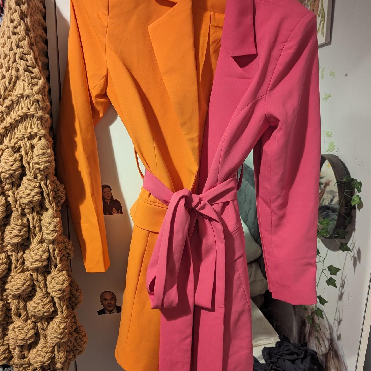 Forever unique pink orange block dress size 8 same. Depop