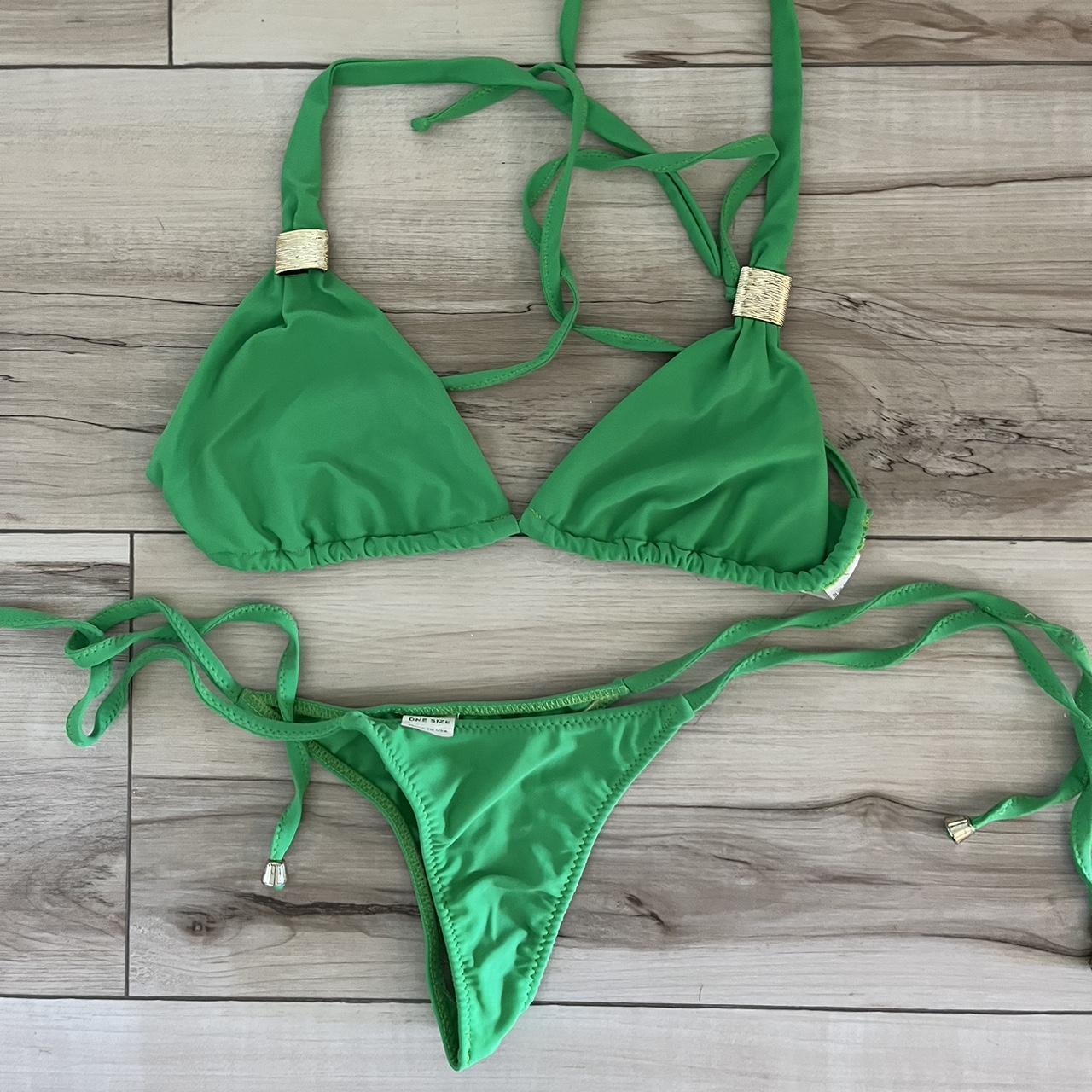 Perfect condition never worn green bikini with gold... Depop