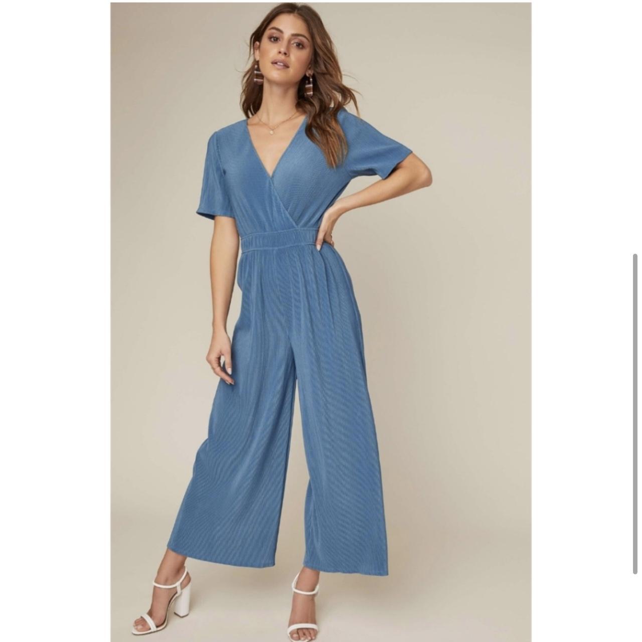 ASTR Steel Blue Jumpsuit Wide leg, ribbed material,... - Depop