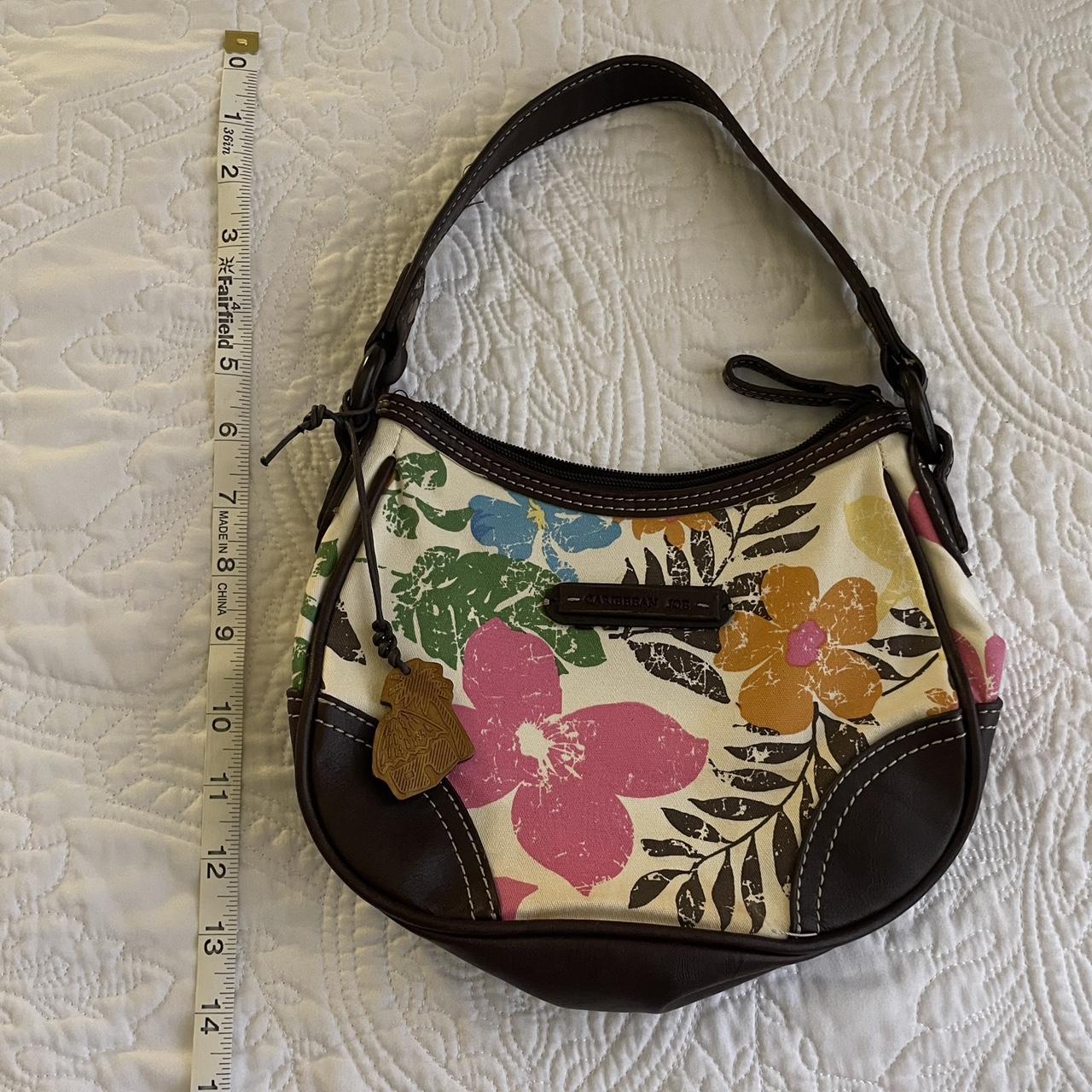 Caribbean Joe Handbag. Floral Fabric With Tan Faux Leather on Bottom,  Corners, Top Edge and Double Handles. - Etsy