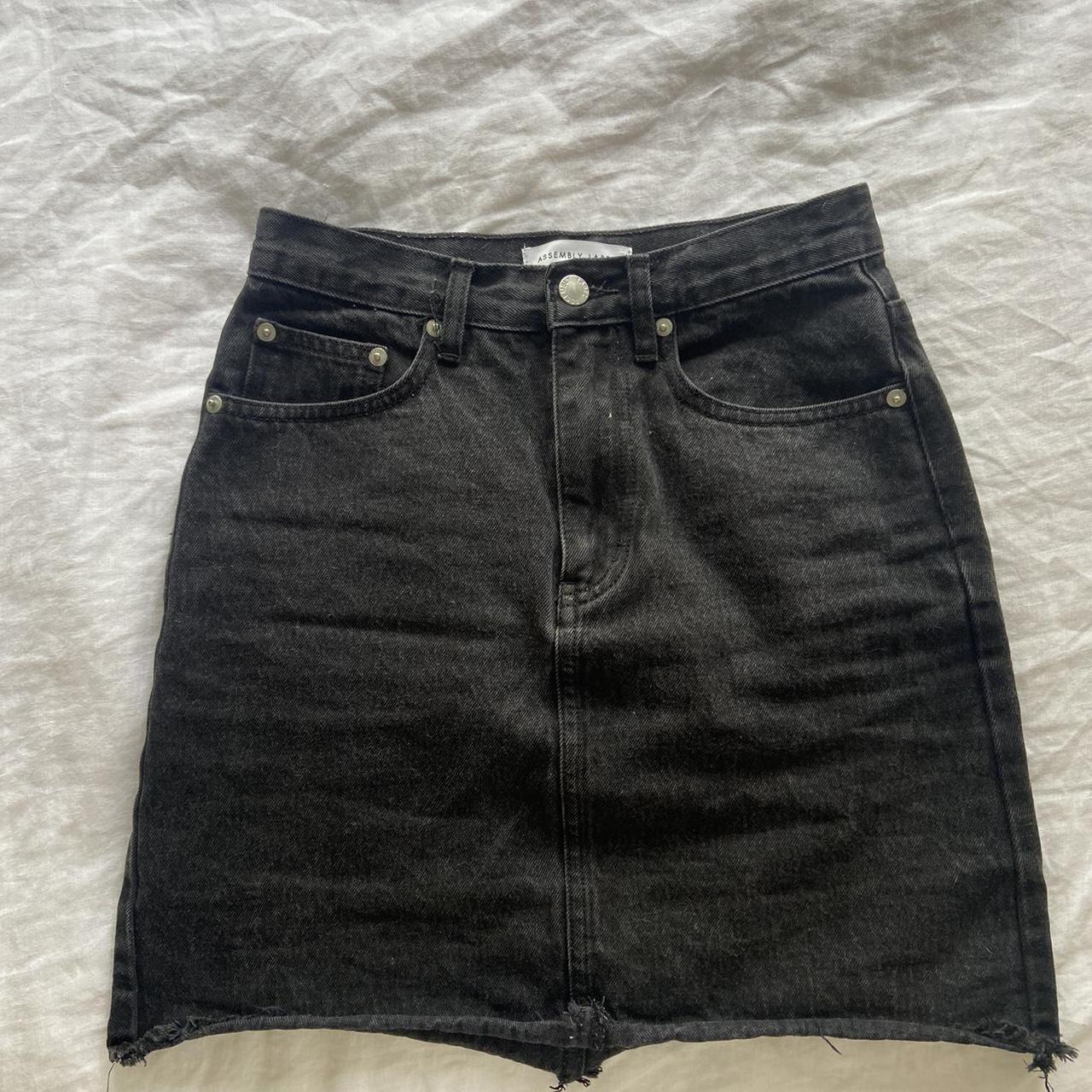 Assembly label black denim high waisted mini