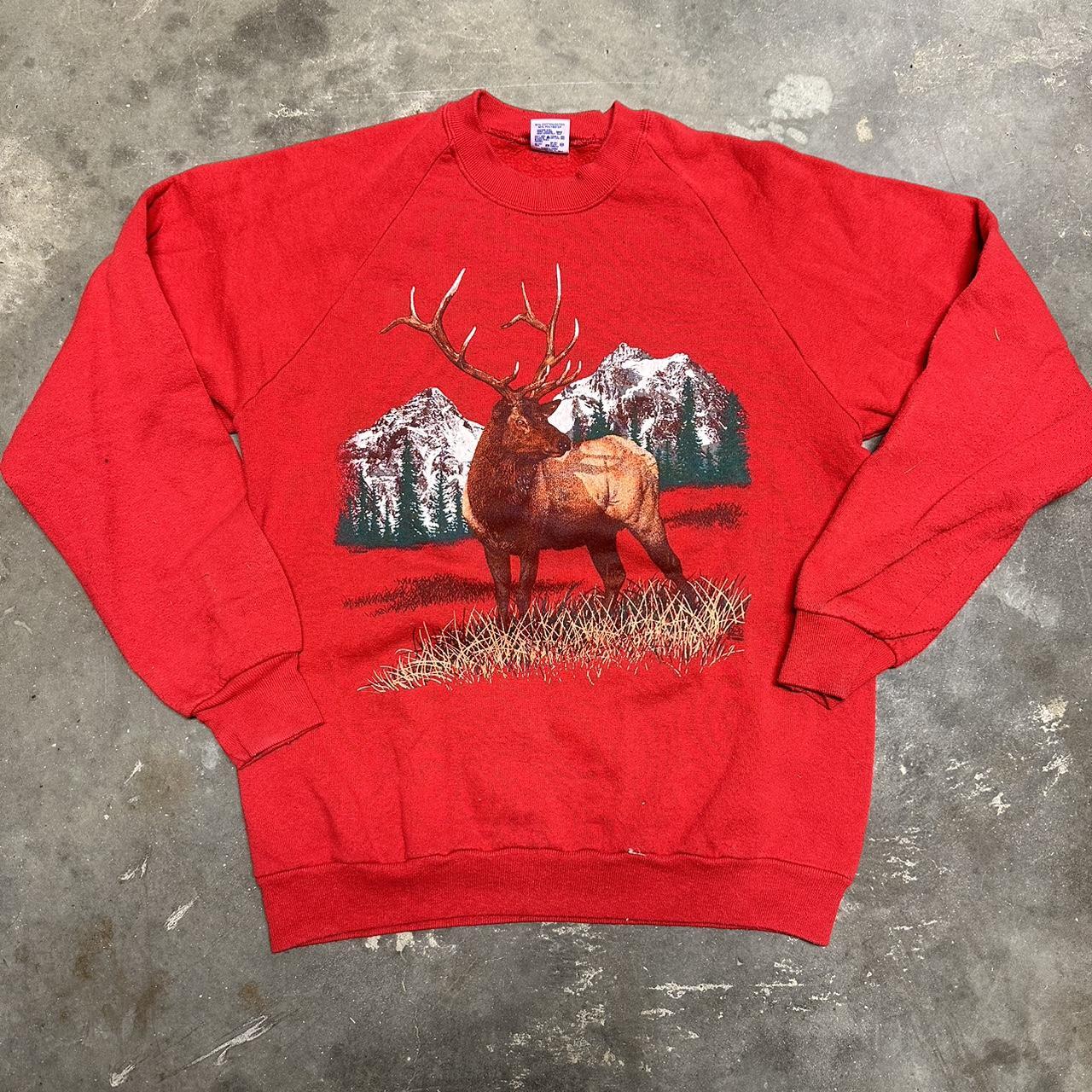 90s Nature Tee Big elk feature on the graphic By... - Depop