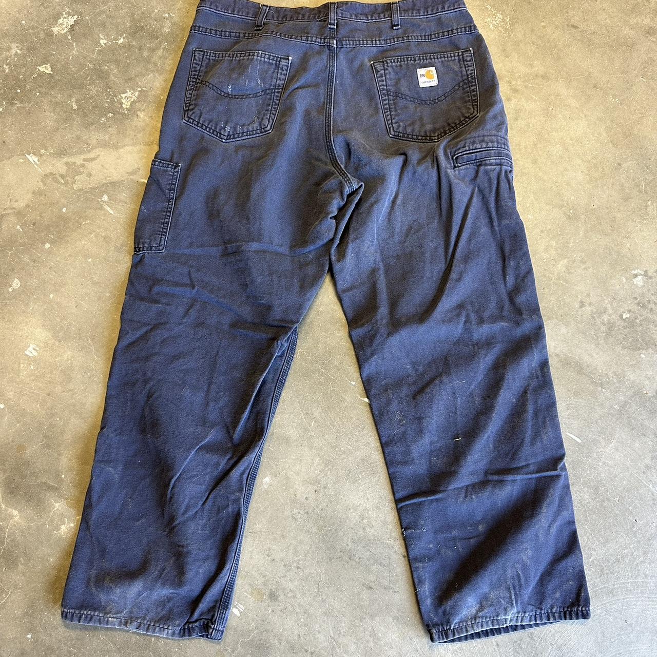 Navy Carhart FR Pants Size 38x30 By purchasing you... - Depop