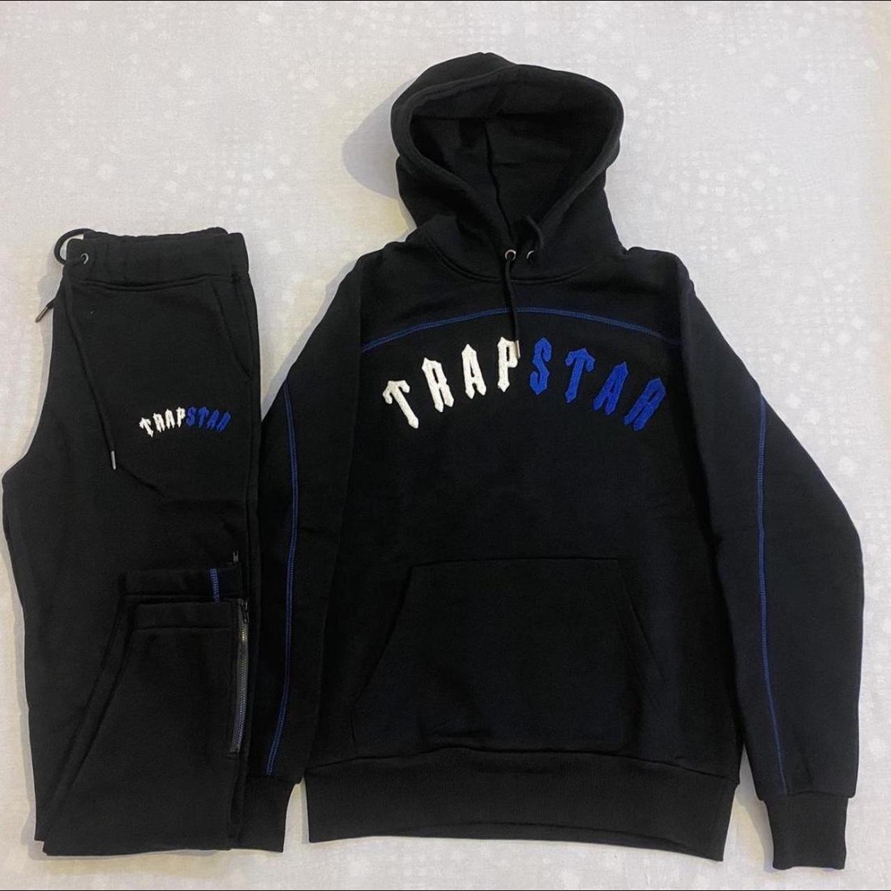 Trapstar Men's Black and Blue Hoodie | Depop