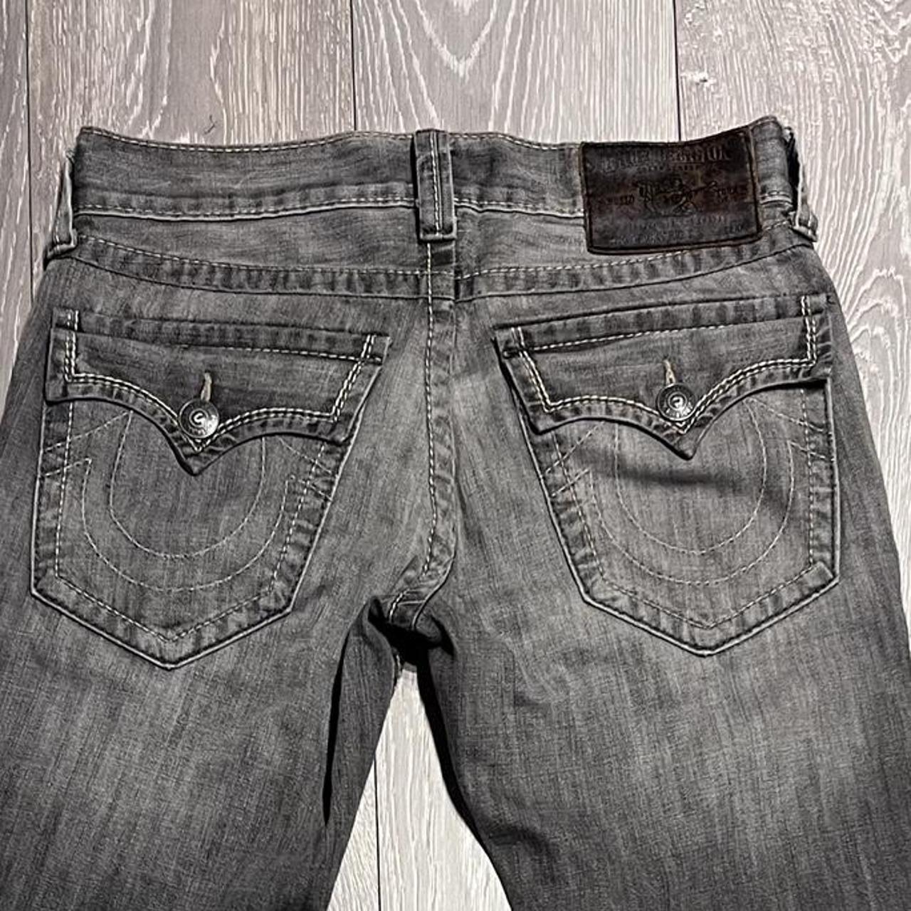 True Religion Men's Grey and Silver Jeans | Depop