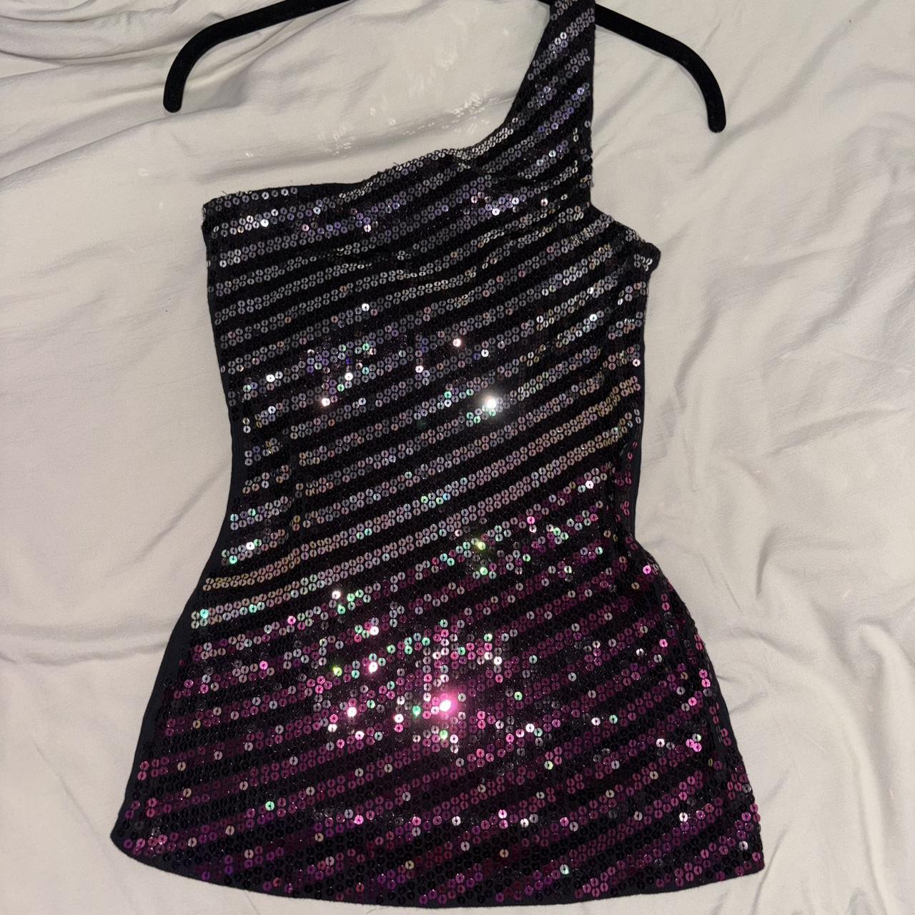 One shoulder sequin top #rave #festival #y2k