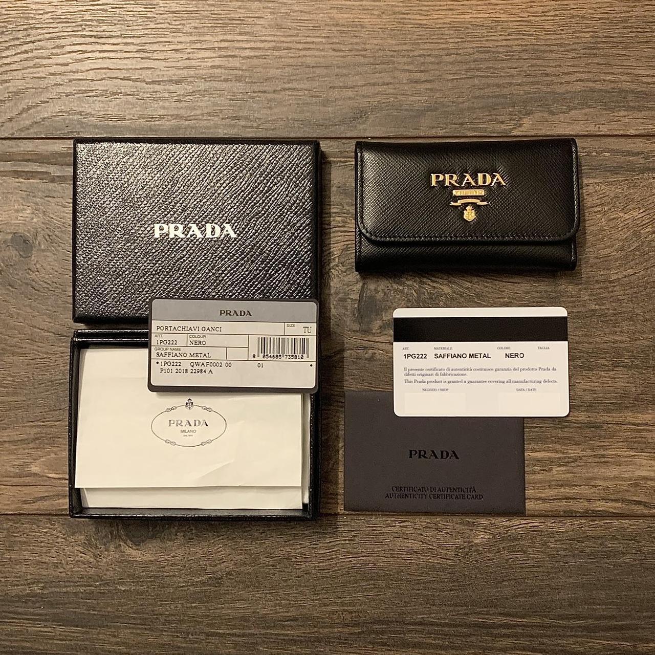 PRADA Saffiano Metal 6 Key Holder Nero Black 180490