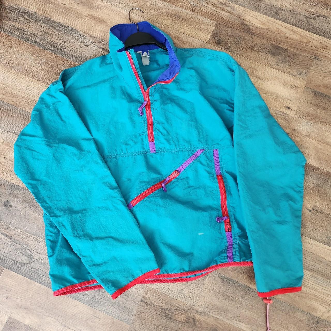 Vintage 80s/90s Multi-Color Zip Jacket Windbreaker... - Depop