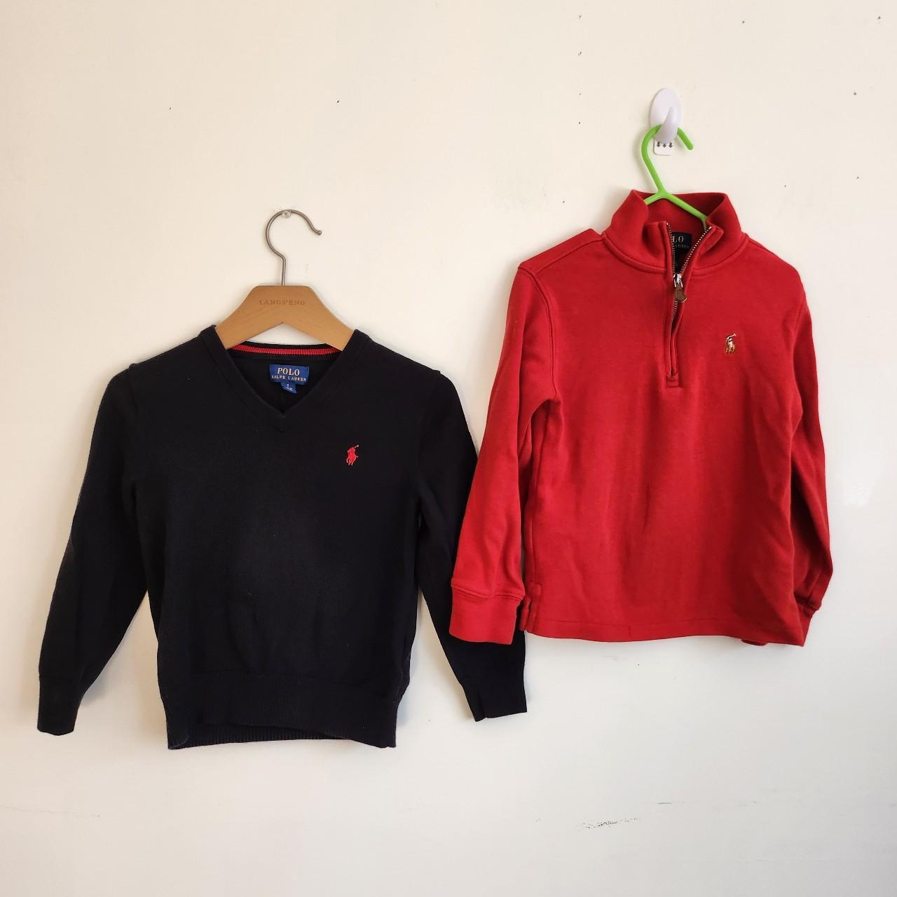 Polo Ralph Lauren Black and Red Jumper | Depop