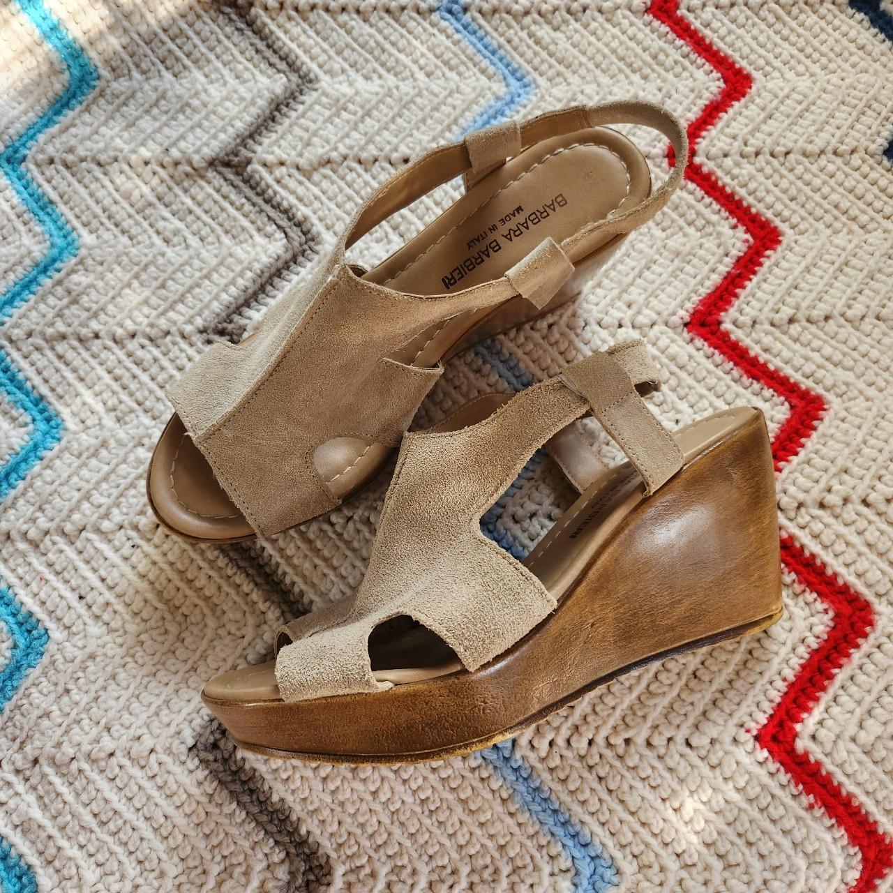 Barbara Barbieri Italy Tan Suede Leather Wedge Depop