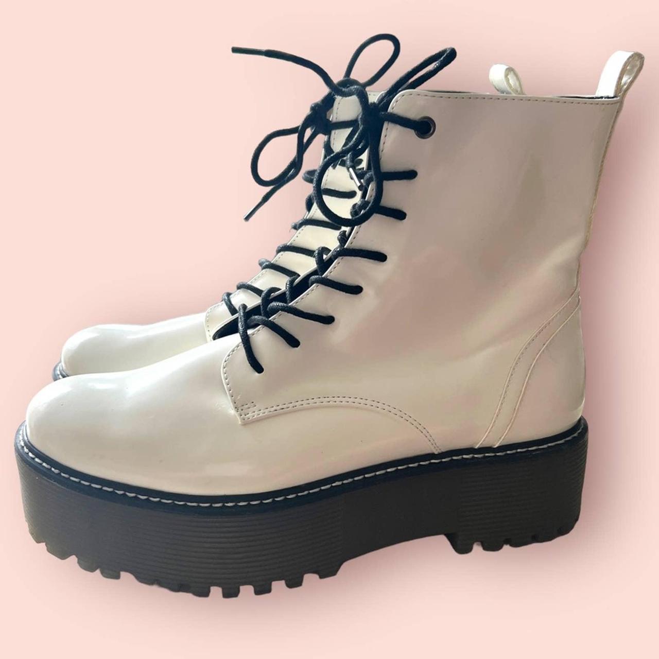 Bershka Asos Military Boots Bershka White Black Platform Combat