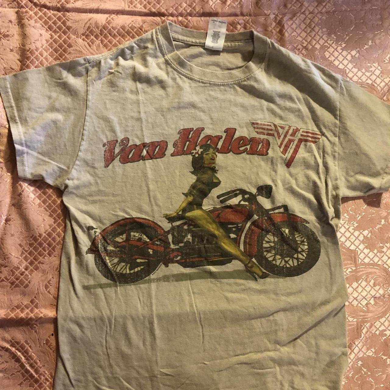 cute vintage baggy van halen motorcycle tee shirt!!... - Depop