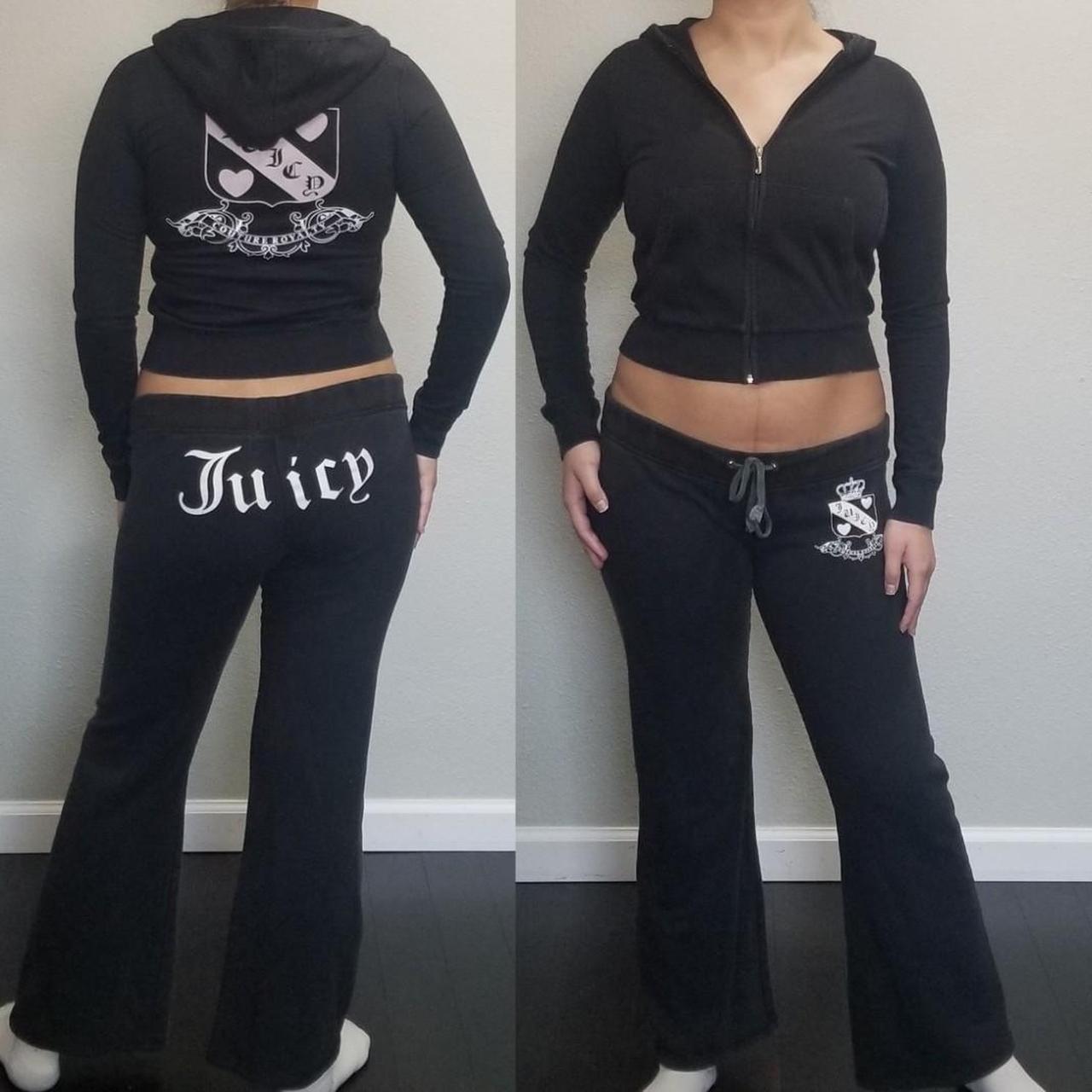 Vintage Juicy Couture tracksuit black cotton... - Depop