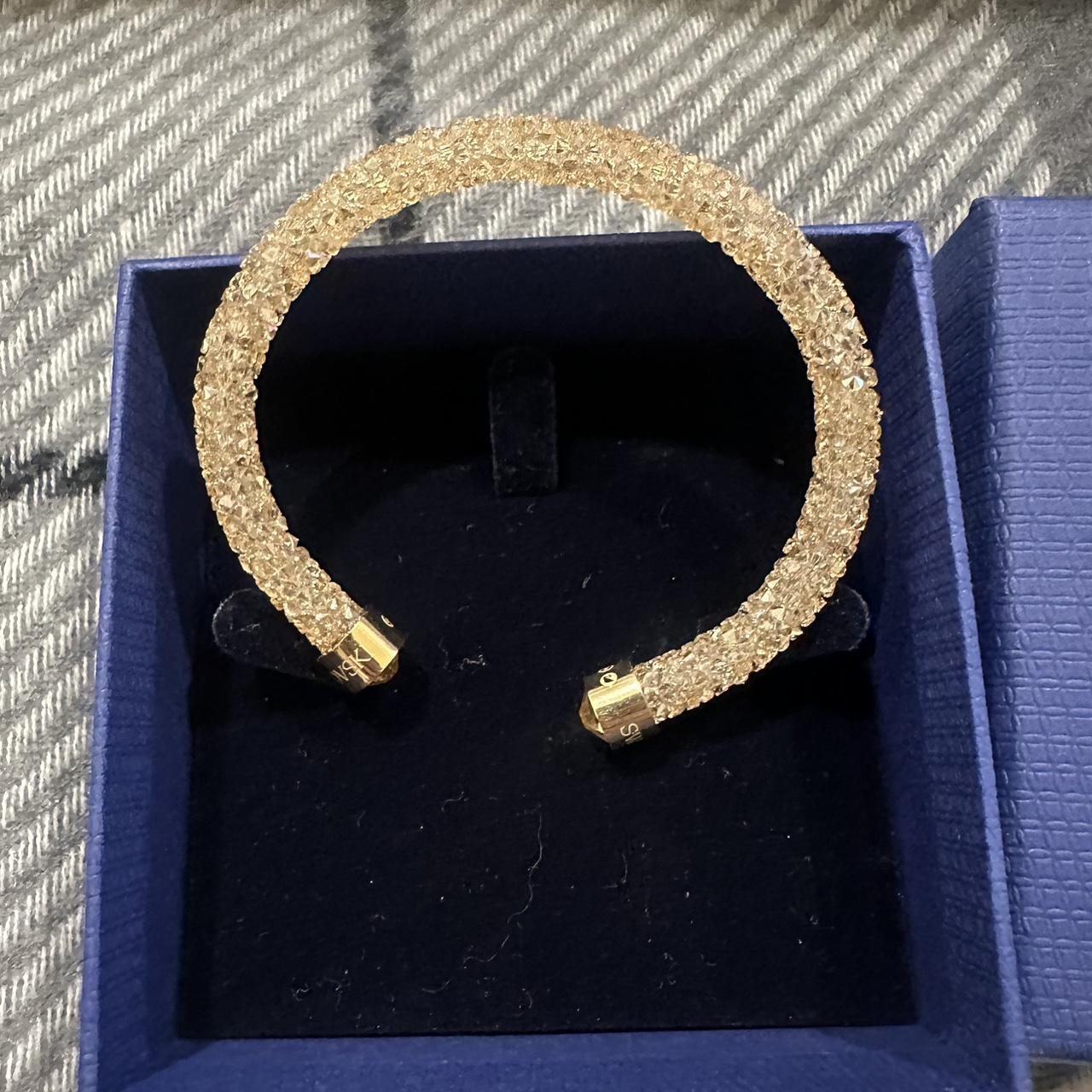 SWAROVSKI Gold crystal dust cuff bracelet Depop
