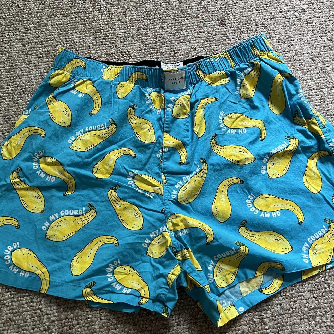 American Eagle Men's Blue and Yellow Boxersandbriefs Depop