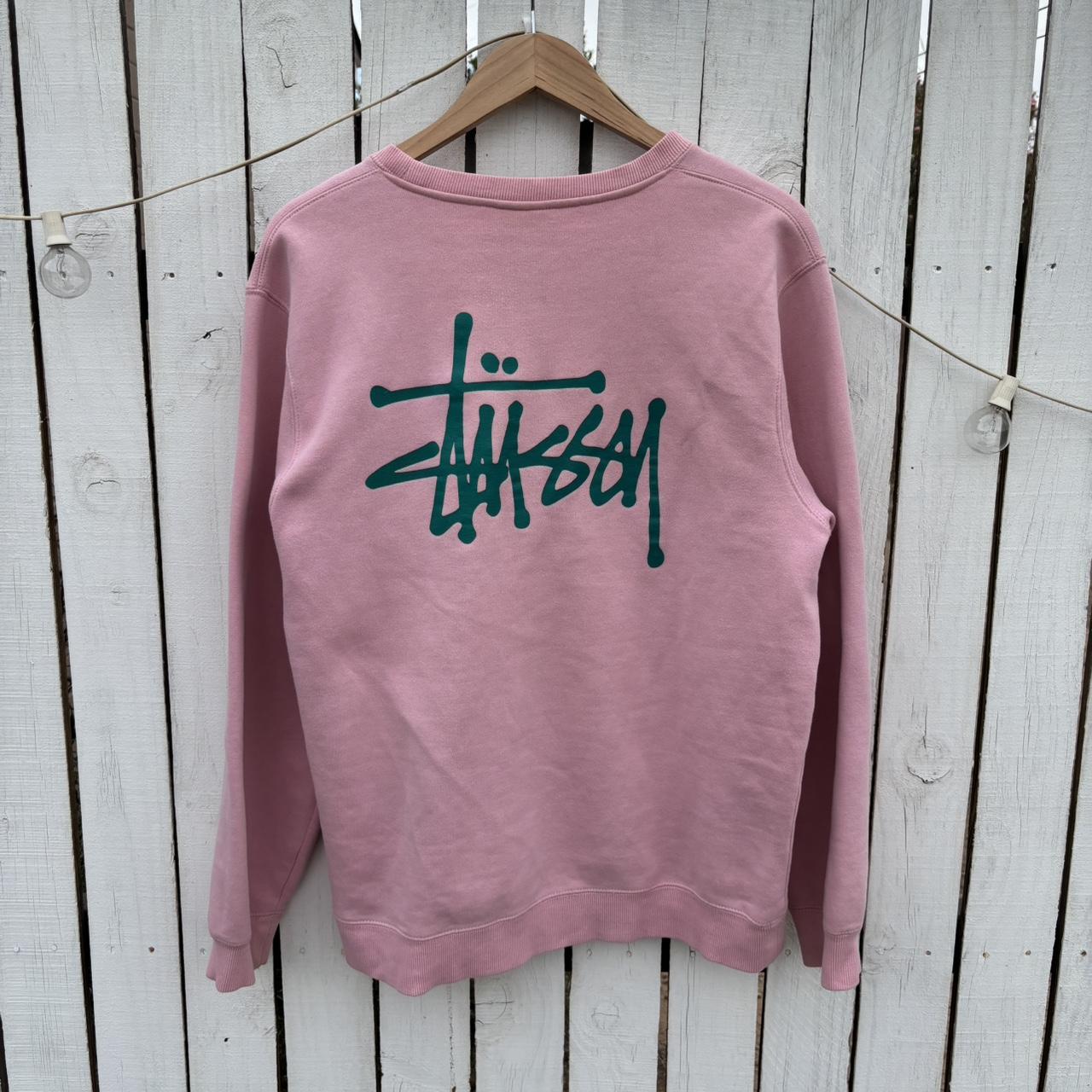 Pink stussy-sweatshirt - Depop