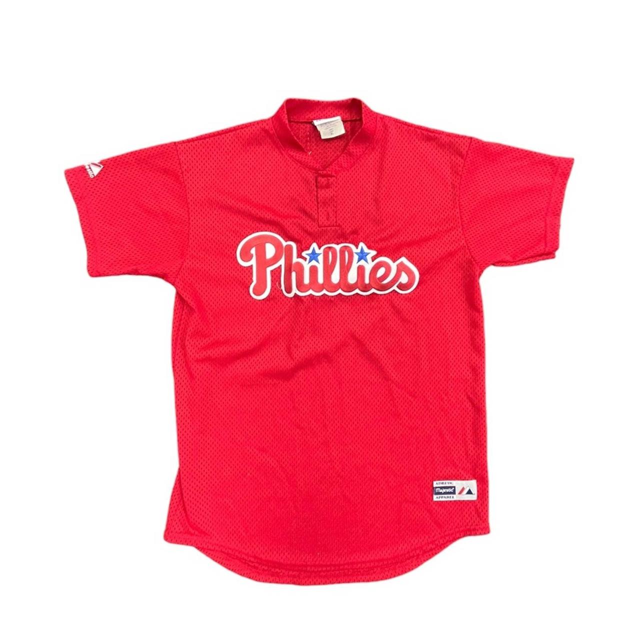 Y2K Philadelphia Phillies Size XL red jersey button - Depop