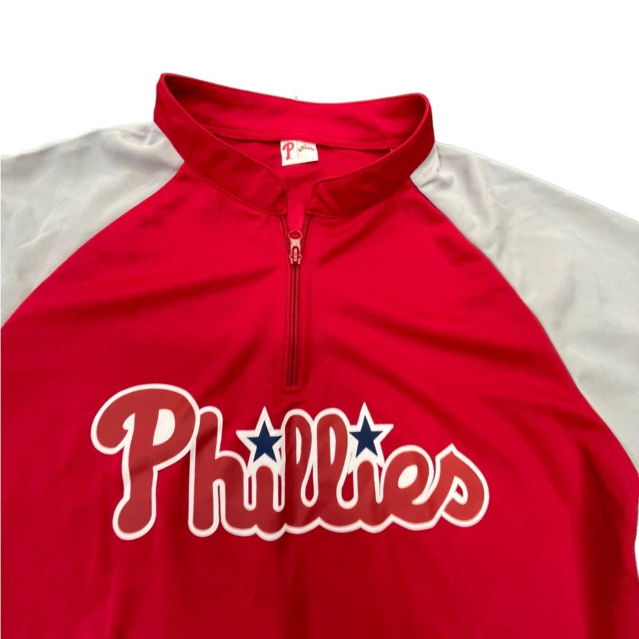 Y2K Philadelphia Phillies Size XL red jersey button - Depop