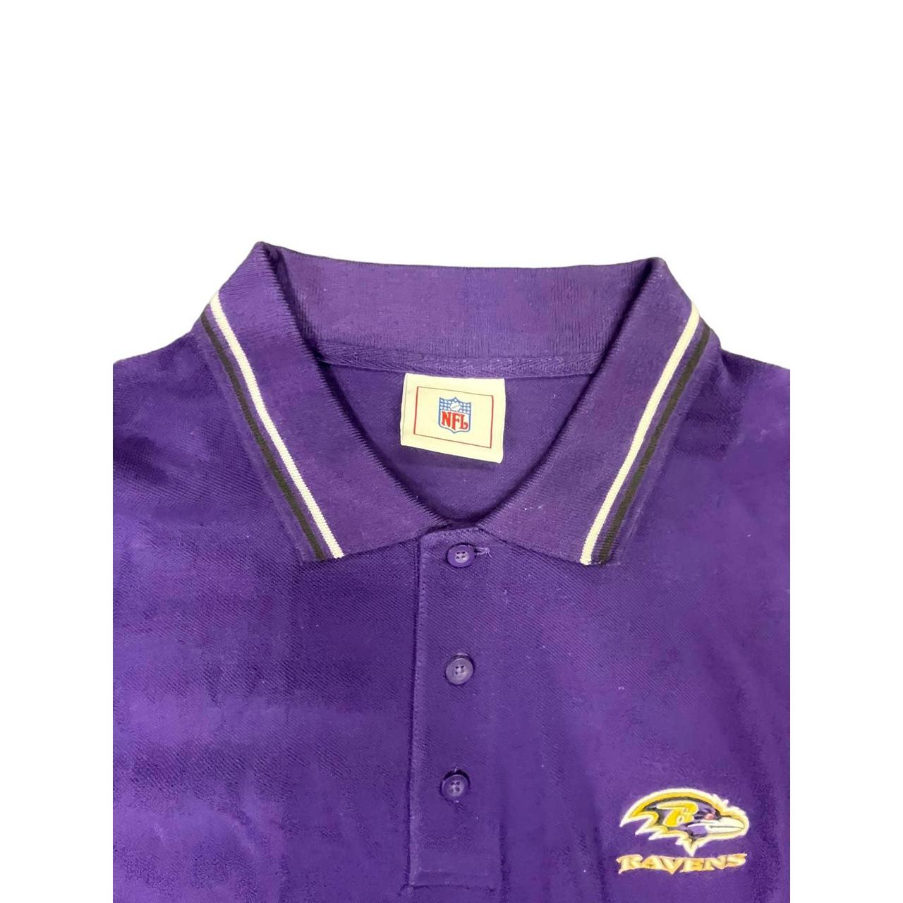 Baltimore Ravens Polo Shirt Men Large Purple Black Cotton Plain