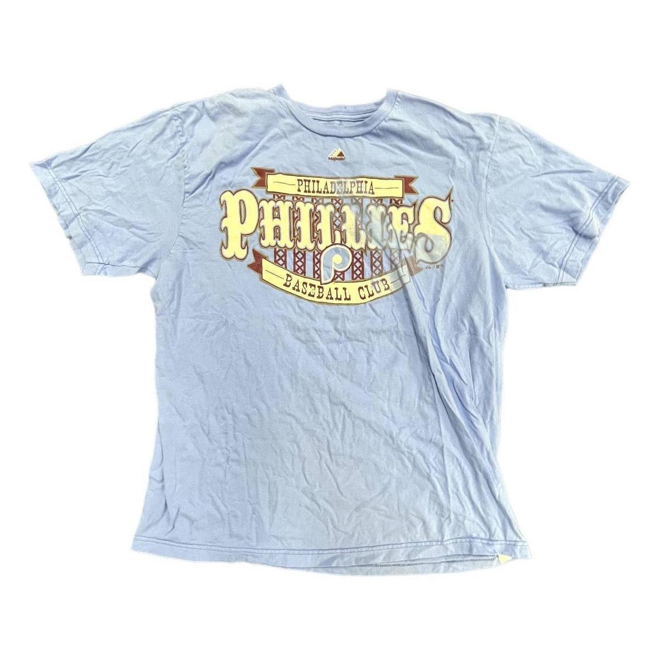 Majestic Baby Blue Philadelphia Phillies T-Shirt Sz - Depop