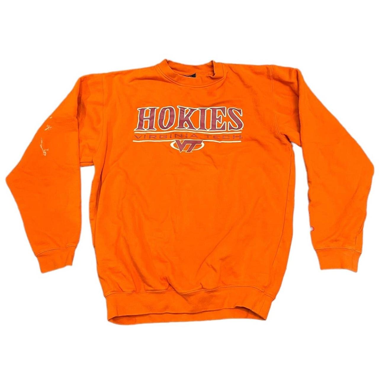 90s Player Virginia Tech Hookies Orange pullover... - Depop