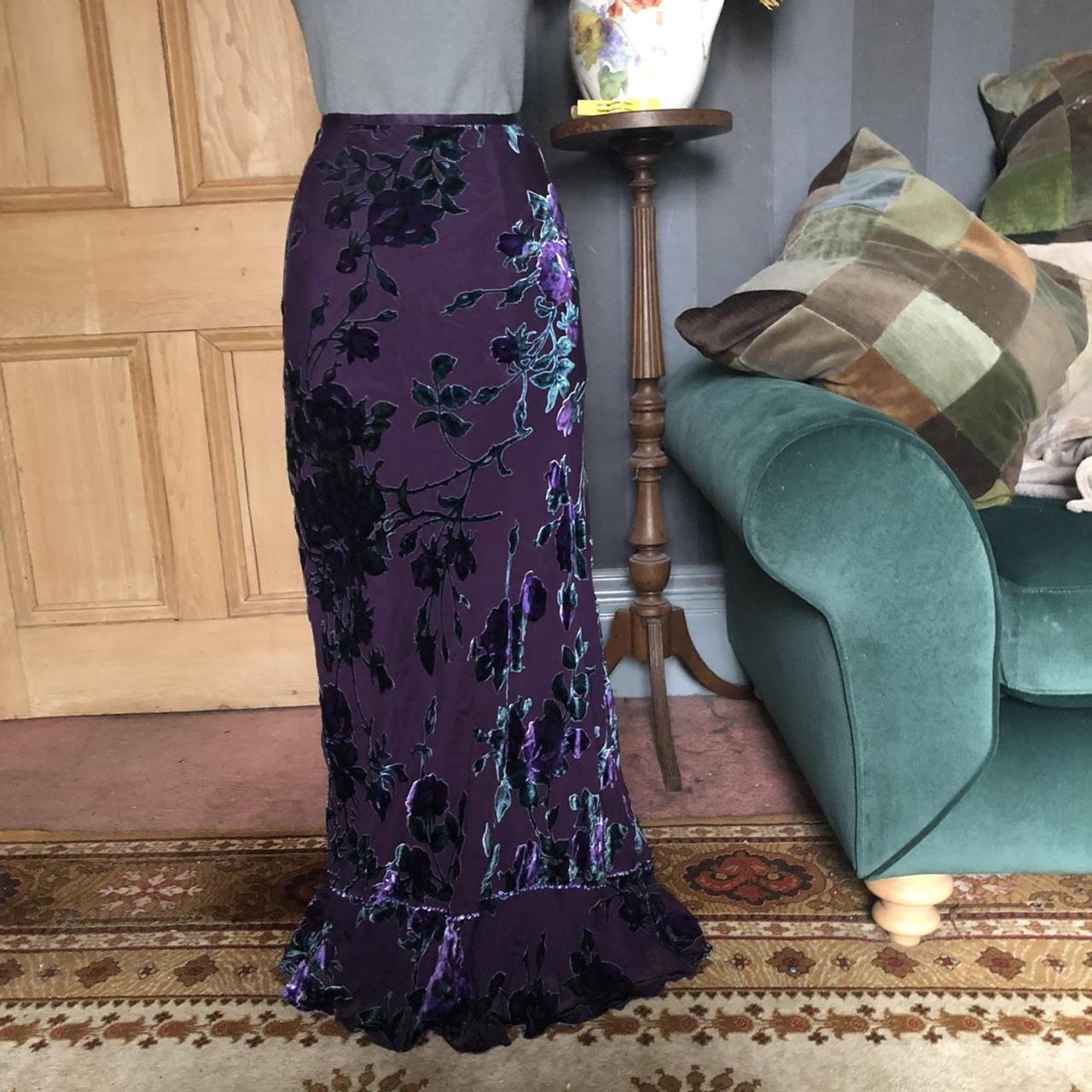 Vintage Monsoon 1990’s Devore maxi skirt that’s... Depop