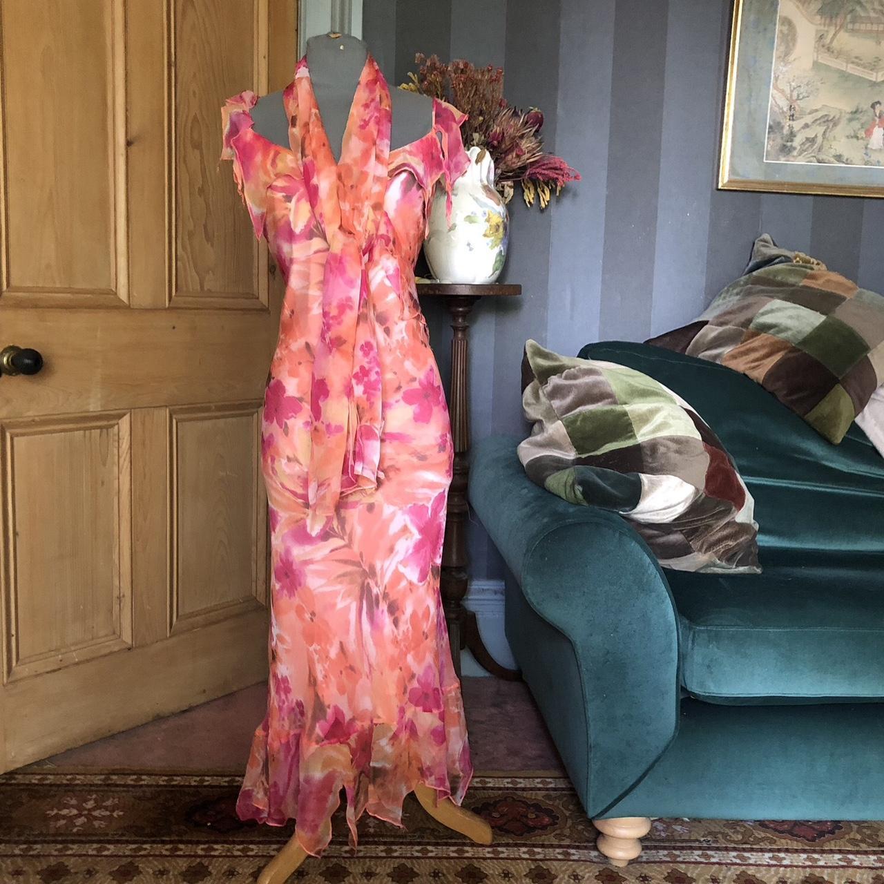 Vintage Y2K Michaela Louisa midi silk dress in a... - Depop